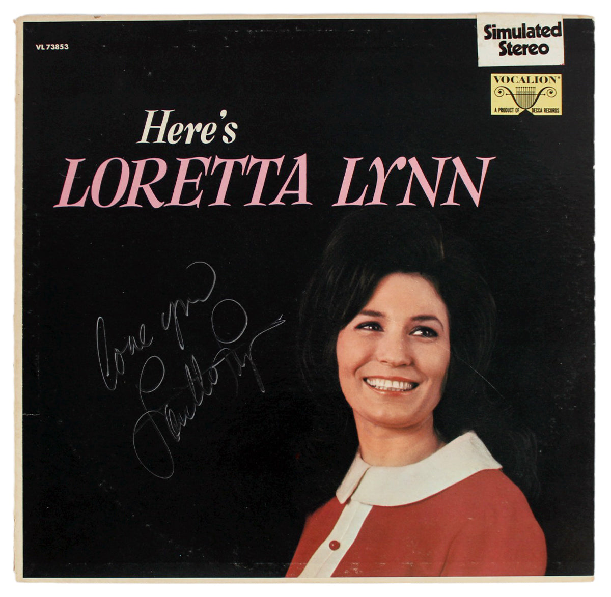 Loretta Lynn Authentic Signed Here's Loretta Lynn Album Cover BAS #BG90679