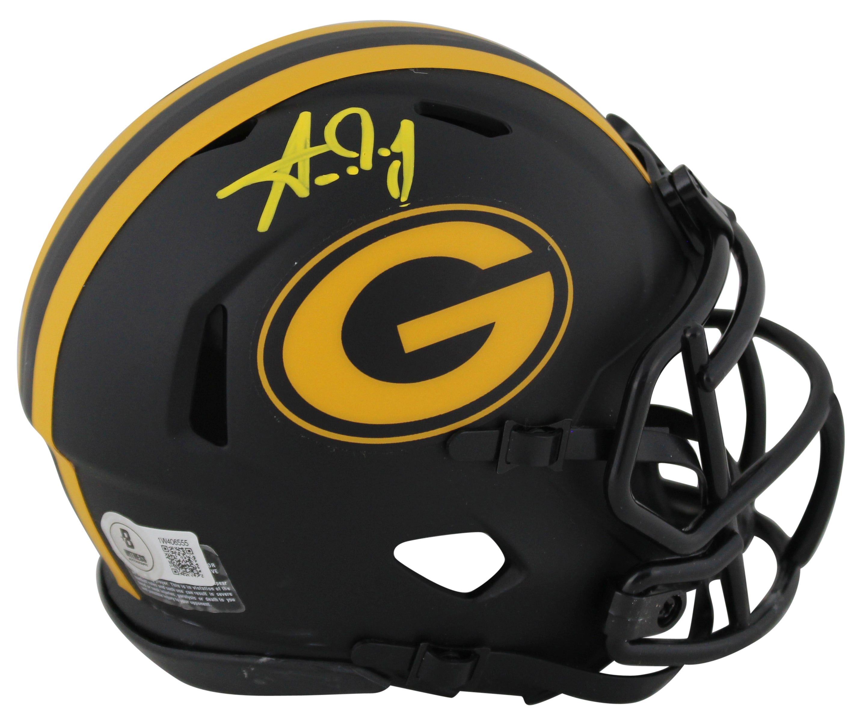 Packers Aaron Jones Authentic Signed Eclipse Speed Mini Helmet BAS Witnessed