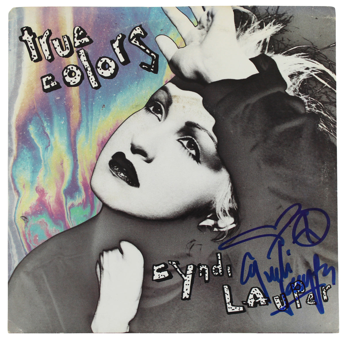 Cyndi Lauper Authentic Signed True Colors 45 RPM Album Cover BAS #BF88839