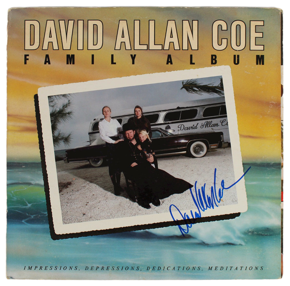 David Allan Coe Authentic Signed Family Album Album Cover BAS #BG90680