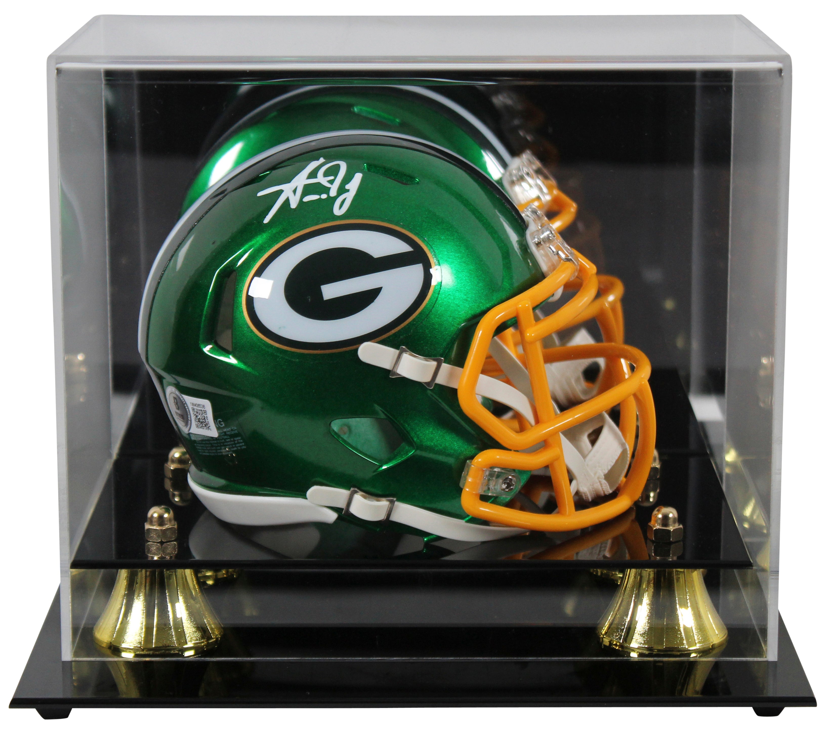 Packers Aaron Jones Authentic Signed Flash Speed Mini Helmet W/ Case BAS Witness
