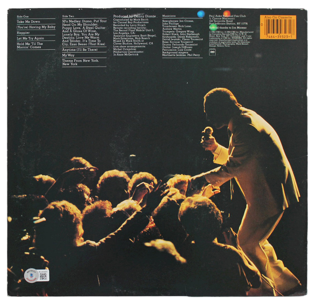 Paul Anka Authentic Signed Anka Live Album Cover Autographed BAS #BG90685