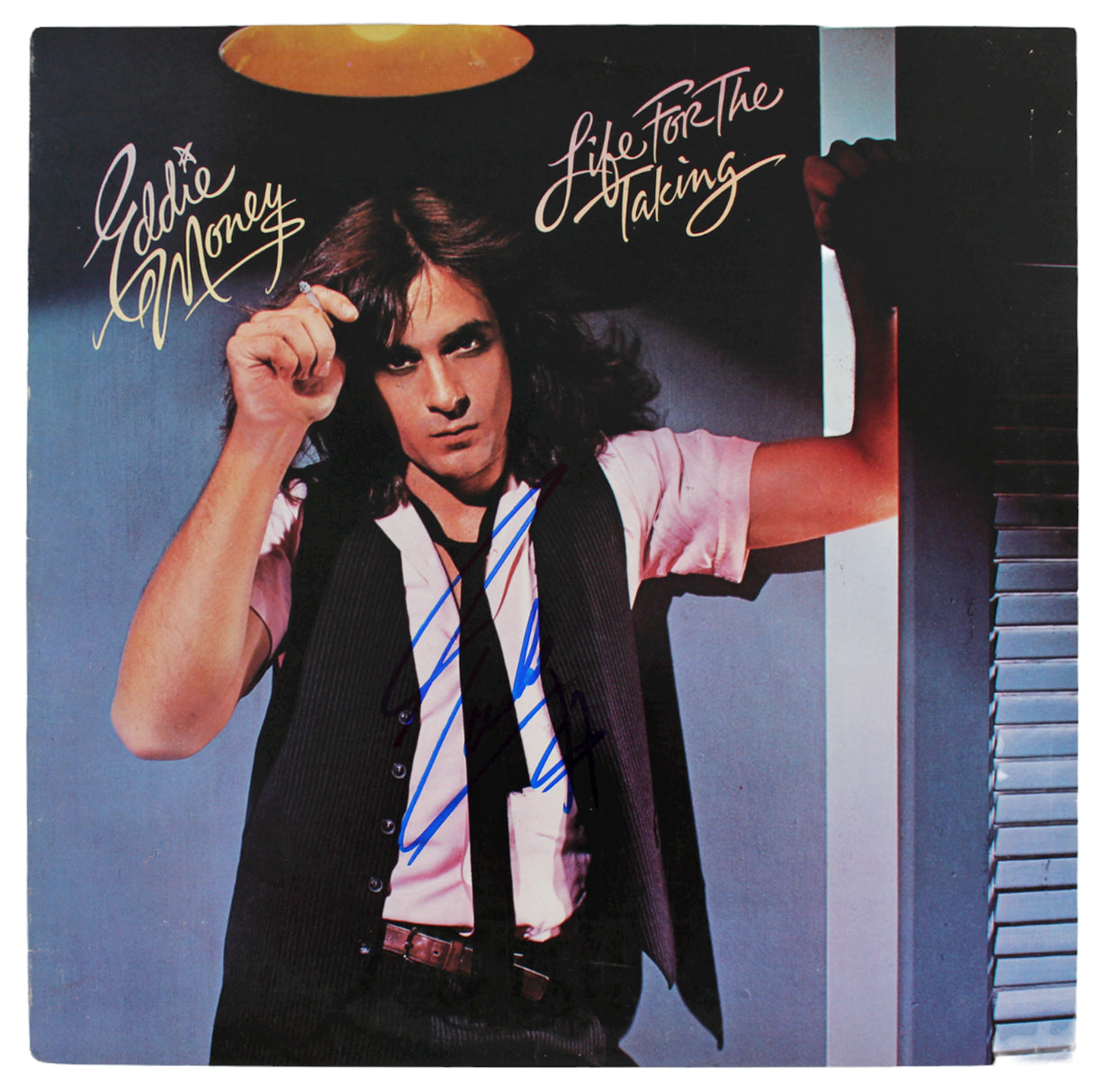 Eddie Money Authentic Signed Life For The Taking Album Cover BAS #BG90686