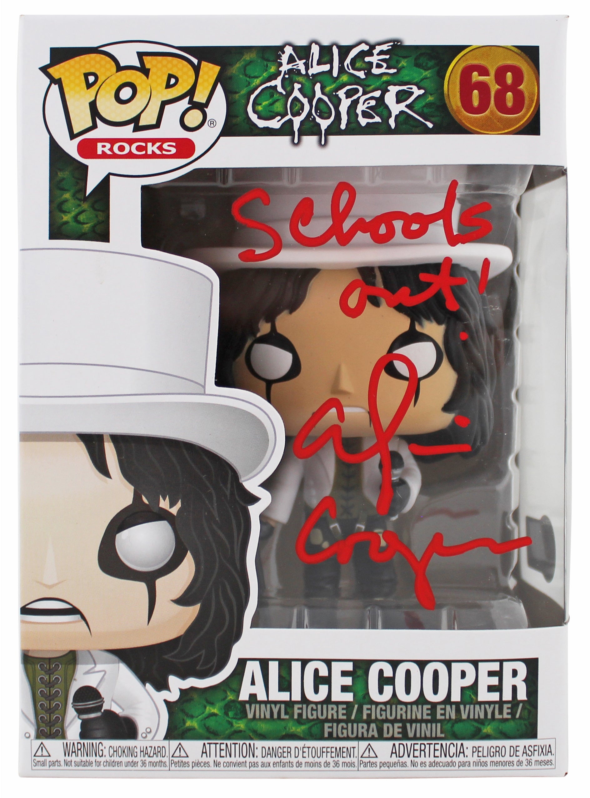Alice Cooper "Schools Out!" Signed #68 Funko Pop Vinyl Figure BAS Wit #1W793158