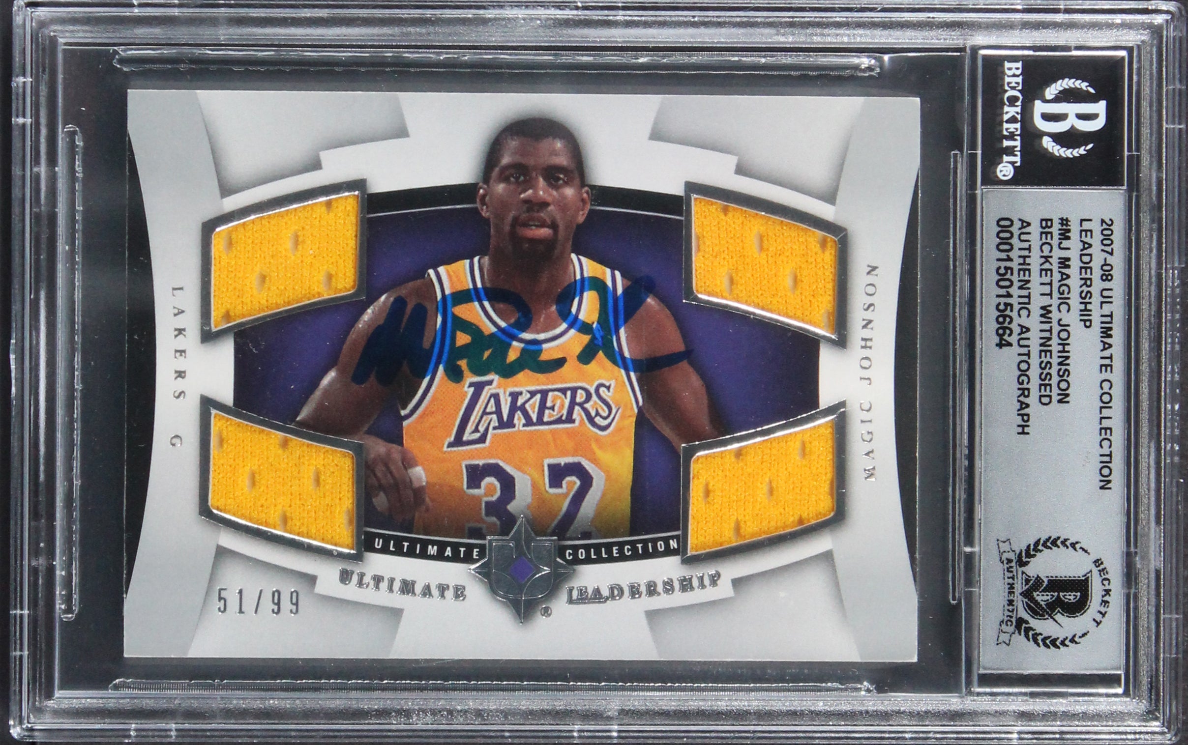 Magic Johnson Signed 2007 Ultimate Collection #MJ #51/99 Card Auto 10 BAS Slab