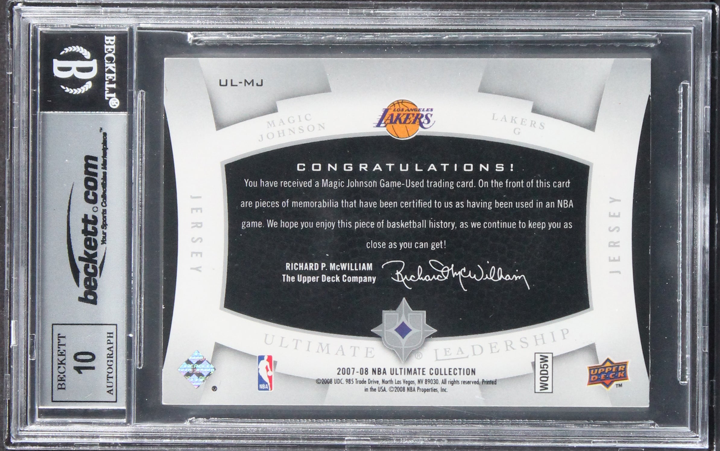 Magic Johnson Signed 2007 Ultimate Collection #MJ #51/99 Card Auto 10 BAS Slab
