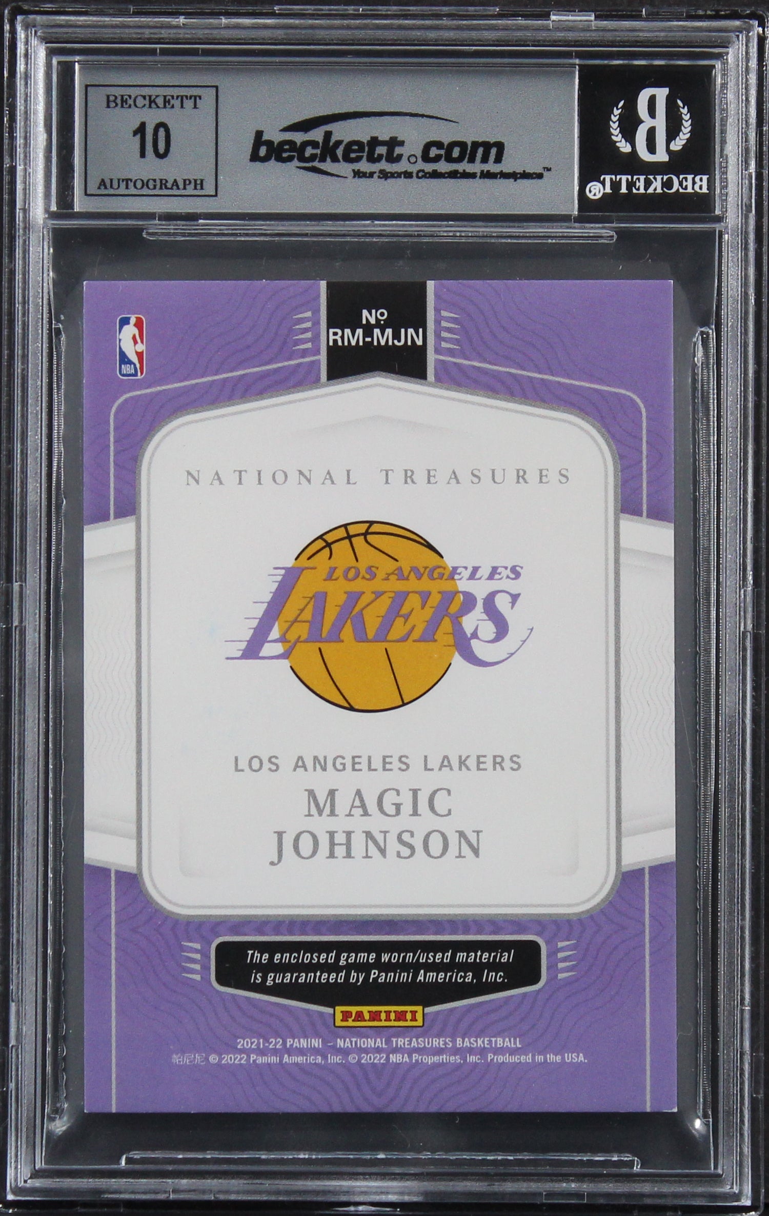 Magic Johnson Signed 2021 Panini Nat Treasures Retro #30 Card Auto 10! BAS Slab