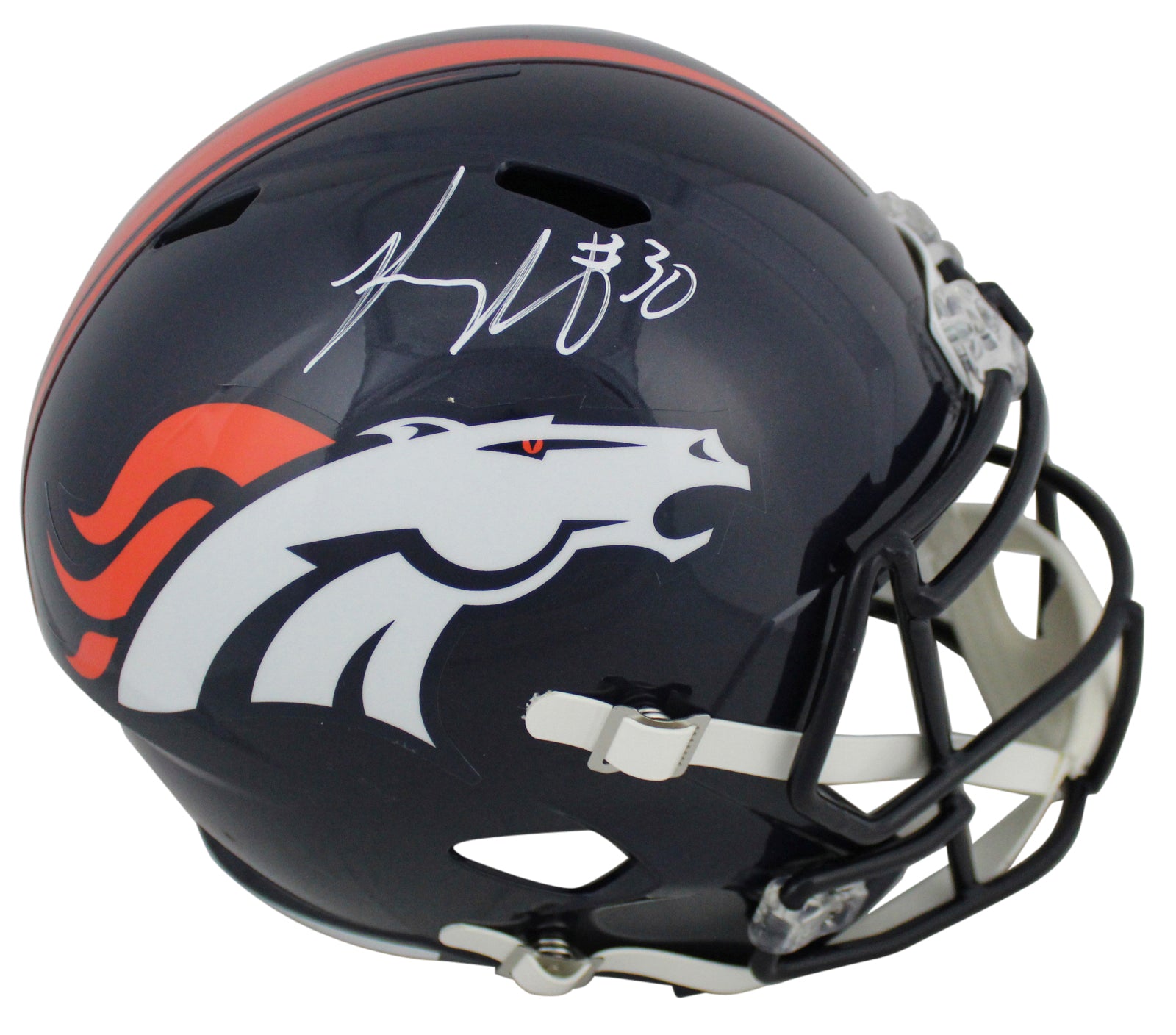 Broncos Phillip Lindsay Authentic Signed Full Size Speed Rep Helmet JSA Witness