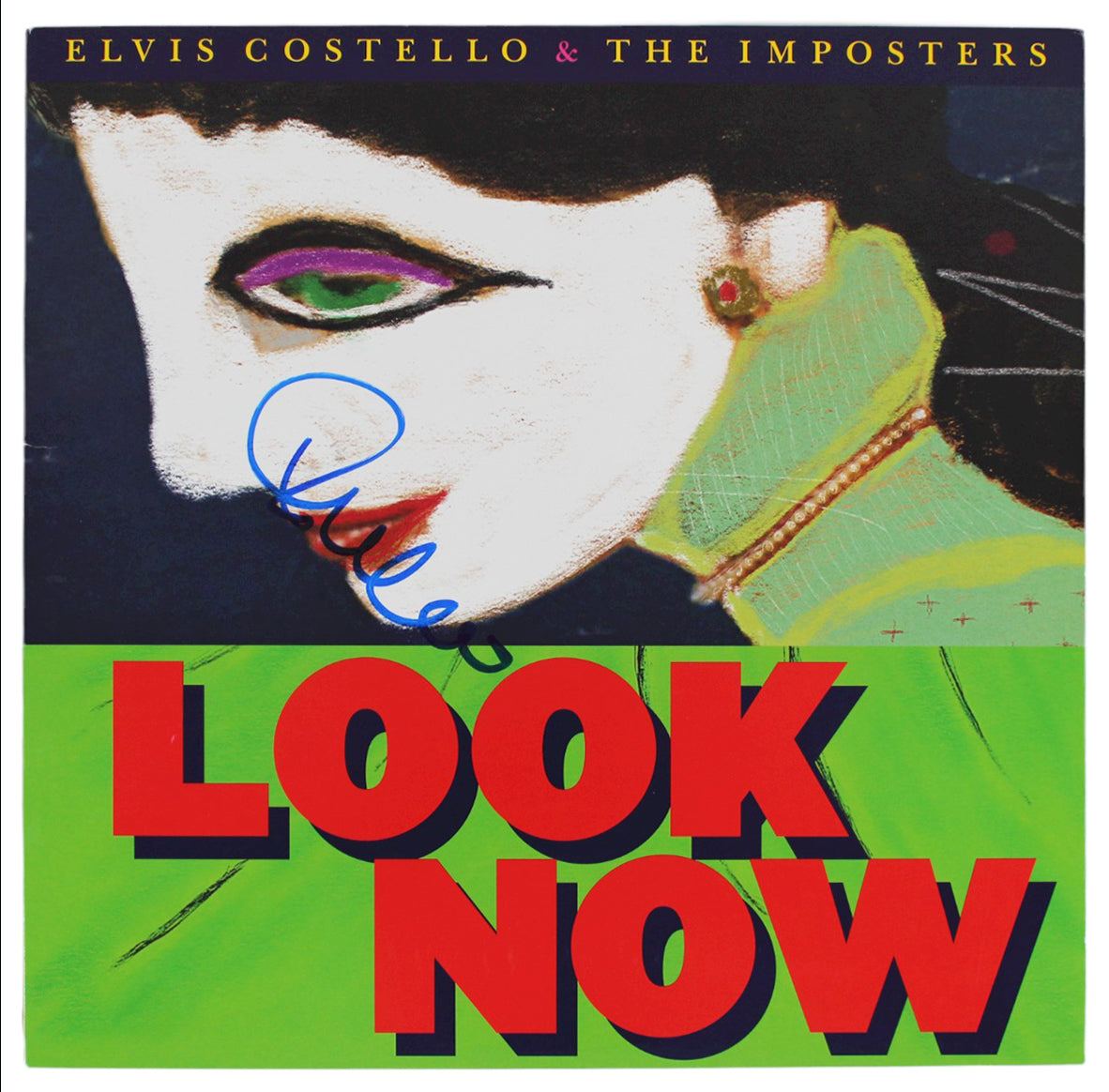 Elvis Costello Authentic Signed Look Now Album Cover Autographed BAS #BG90693