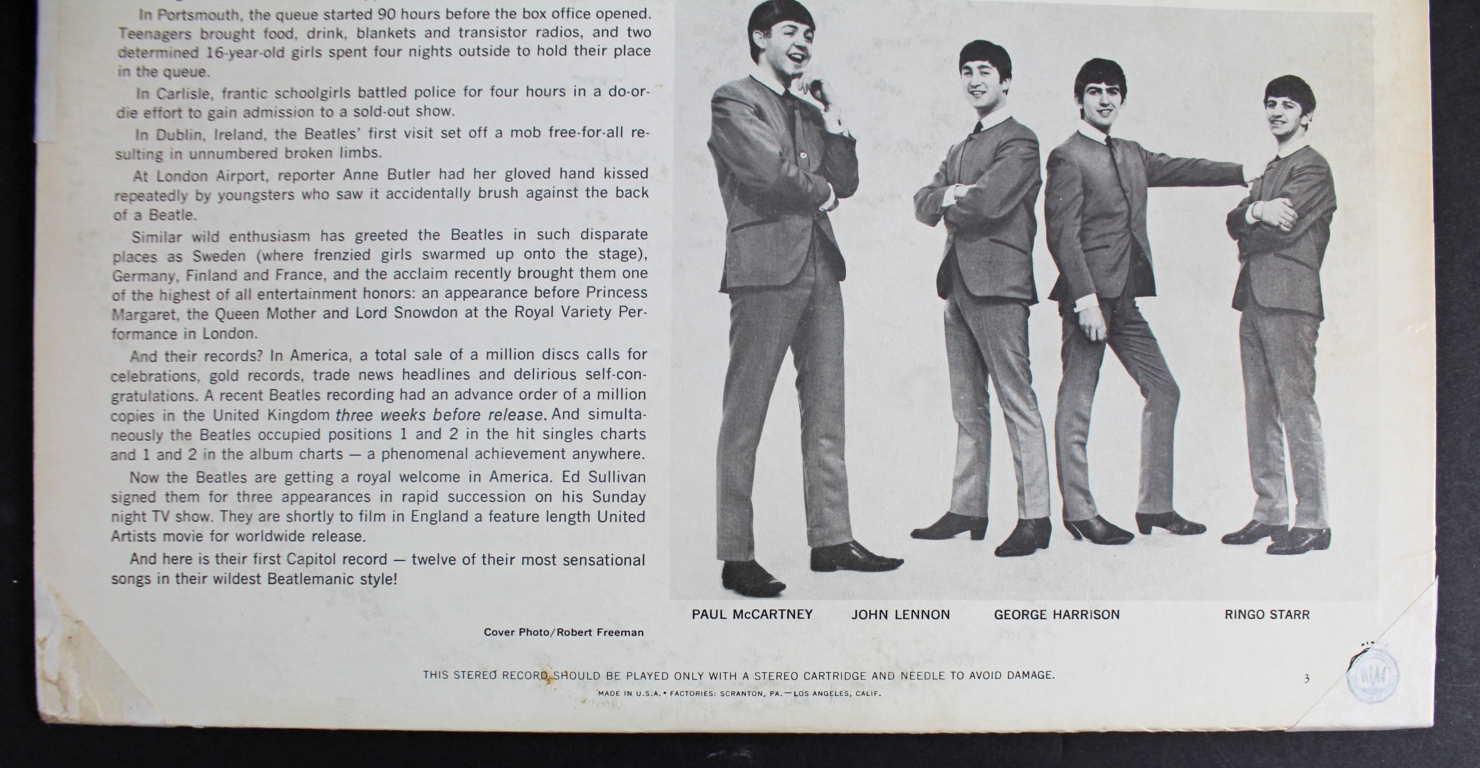 John Lennon Authentic Signed Meet The Beatles Album Cover Caiazzo & BAS #A57923