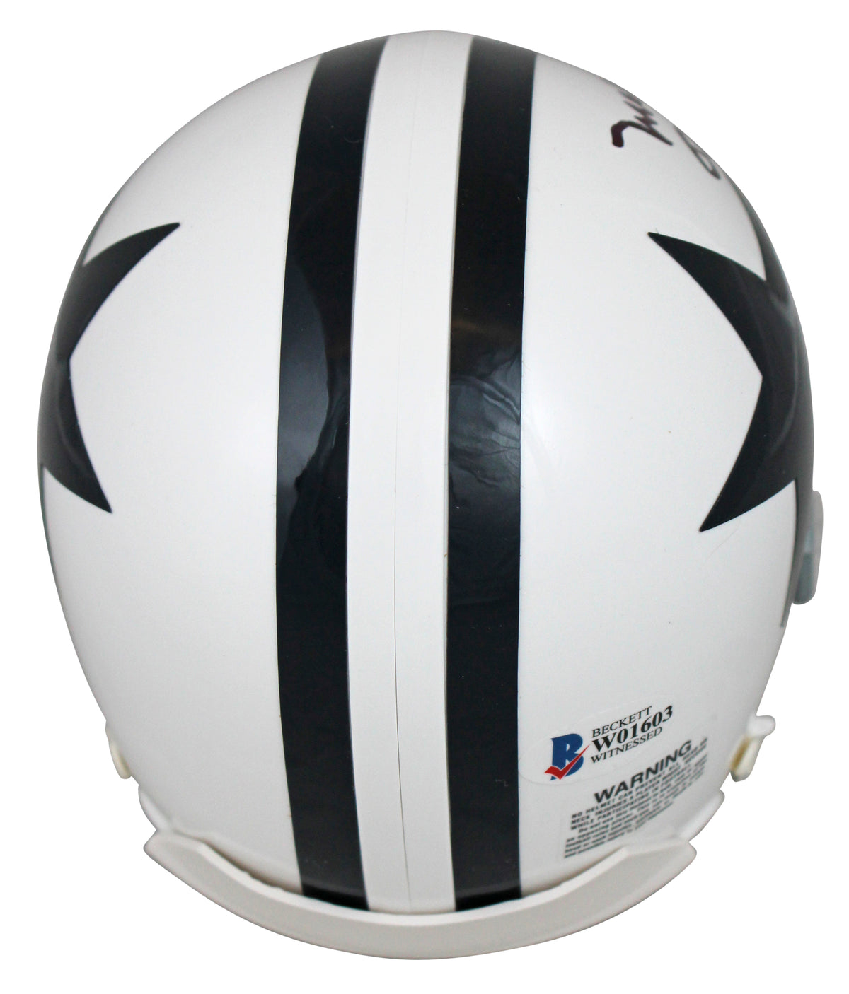 Cowboys Mel Renfro "HOF 96" Signed White Throwback Rep Mini Helmet BAS Witnessed