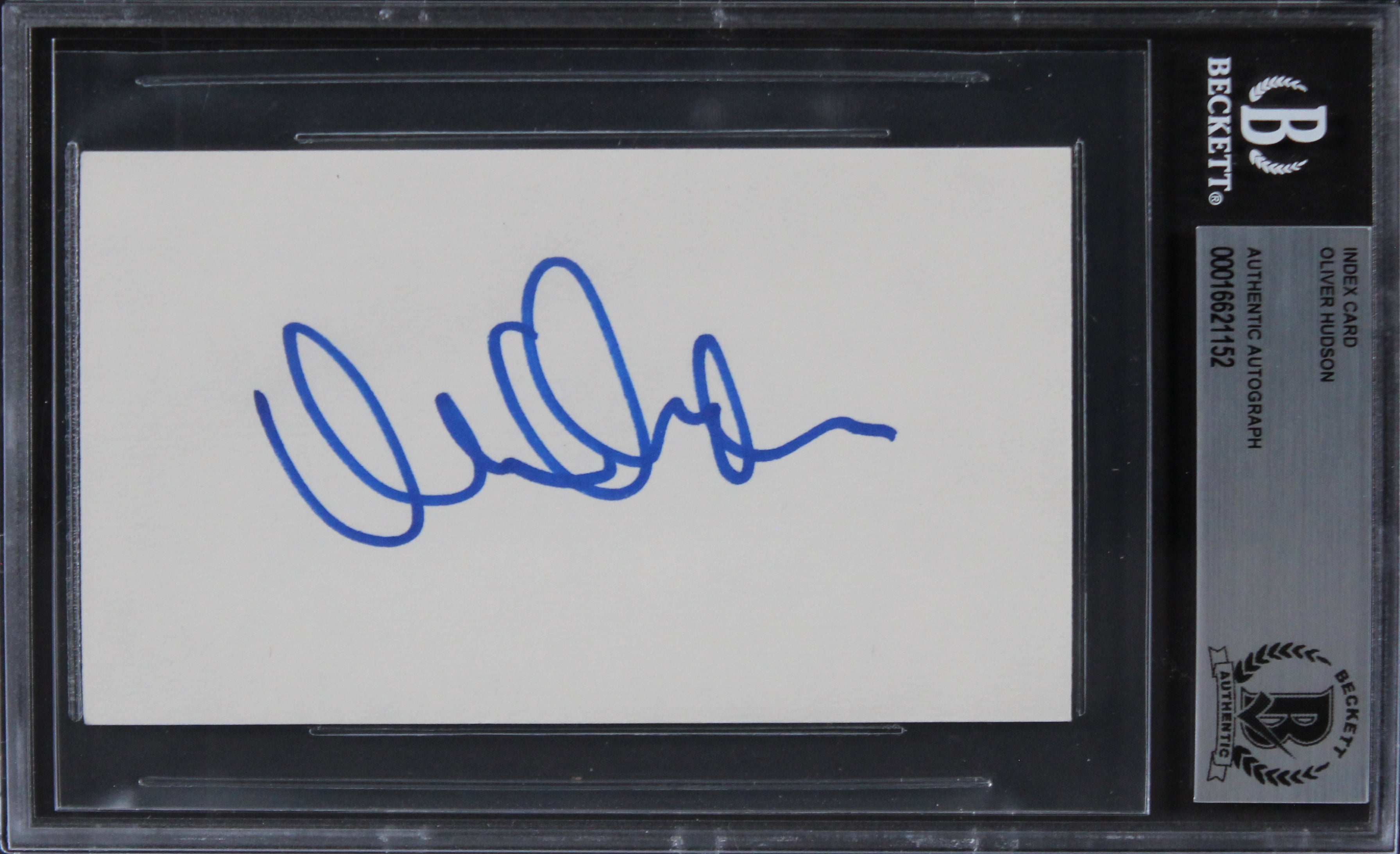 Oliver Hudson Rules of Engagement Authentic Signed 3x5 Index Card BAS Slabbed