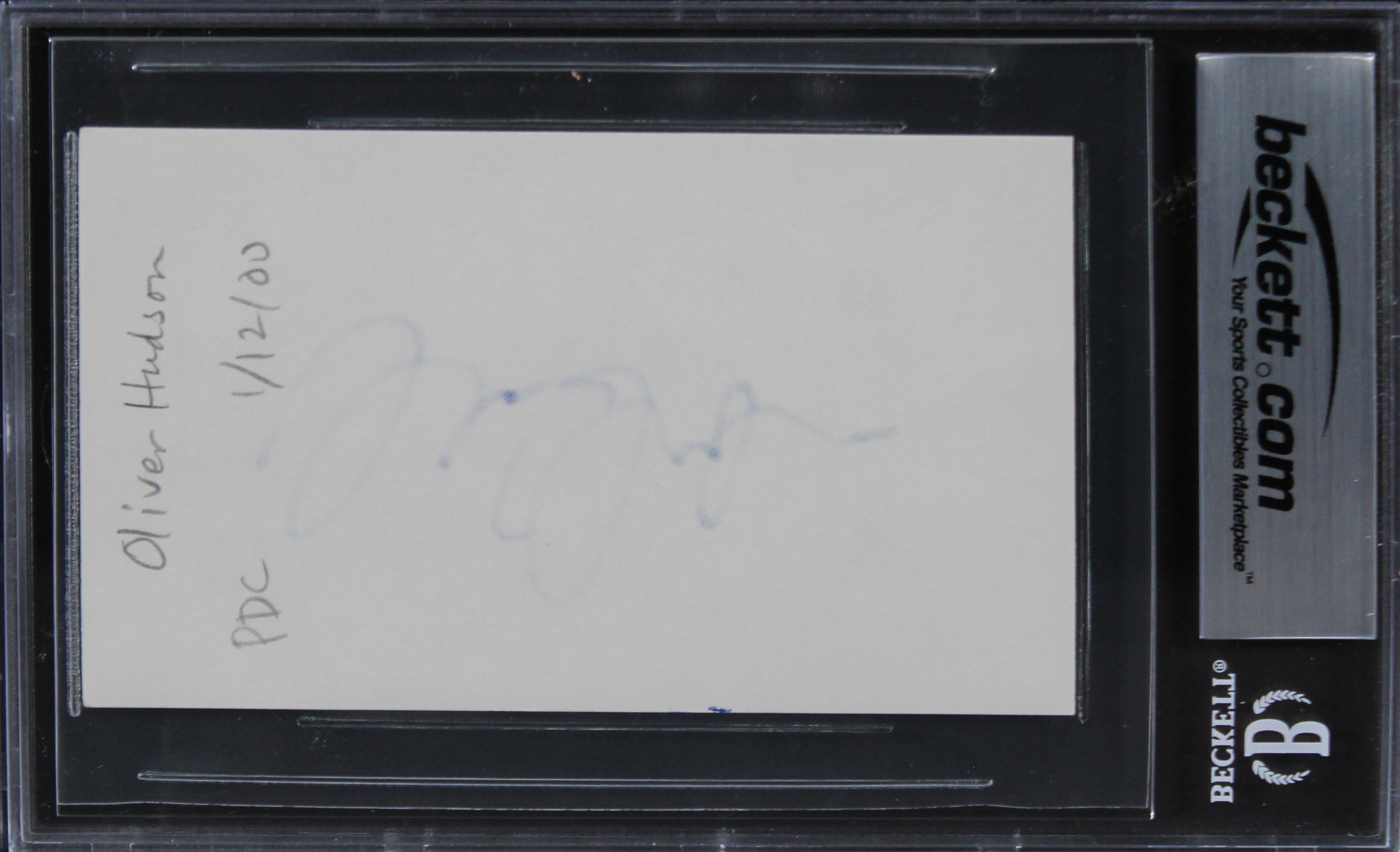 Oliver Hudson Rules of Engagement Authentic Signed 3x5 Index Card BAS Slabbed