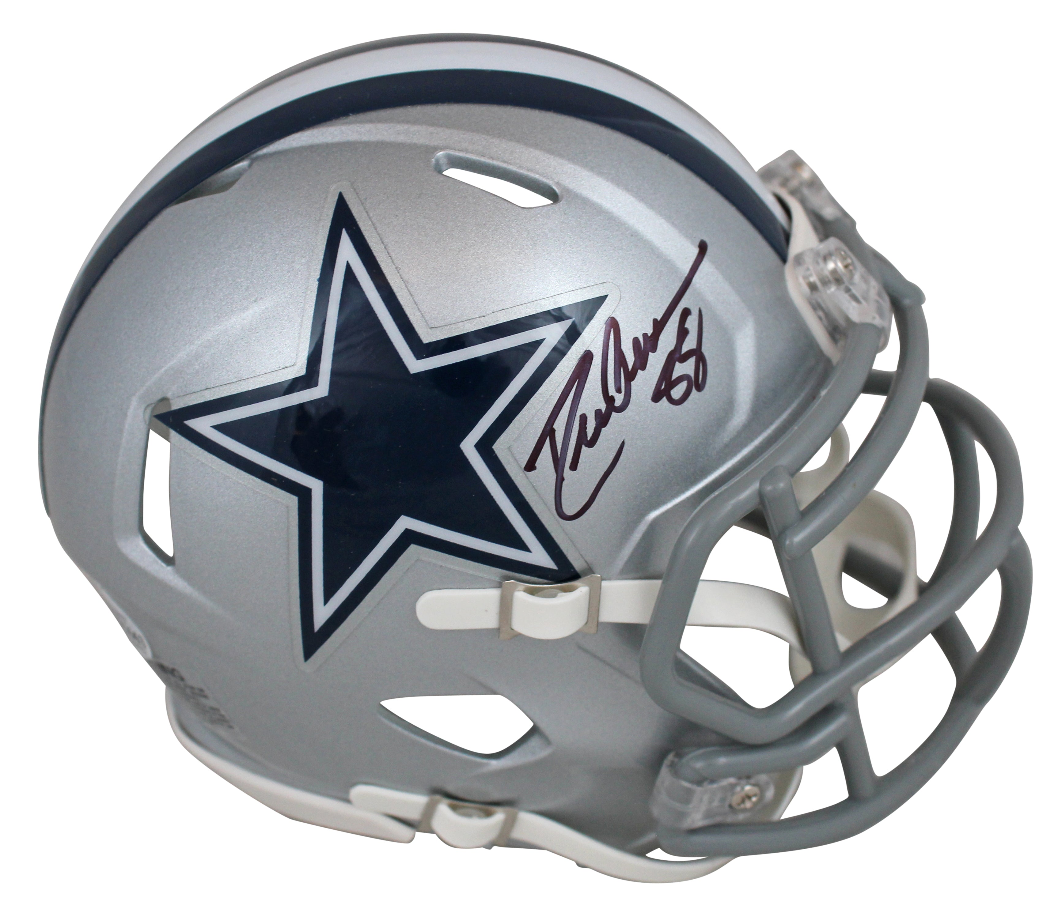 Cowboys Drew Pearson Authentic Signed Silver Speed Mini Helmet BAS Witnessed