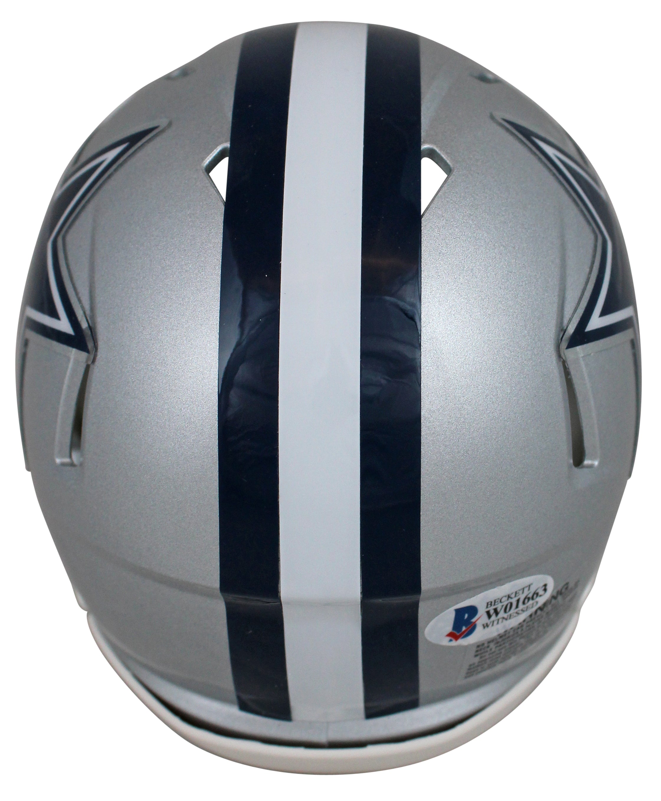 Cowboys Drew Pearson Authentic Signed Silver Speed Mini Helmet BAS Witnessed