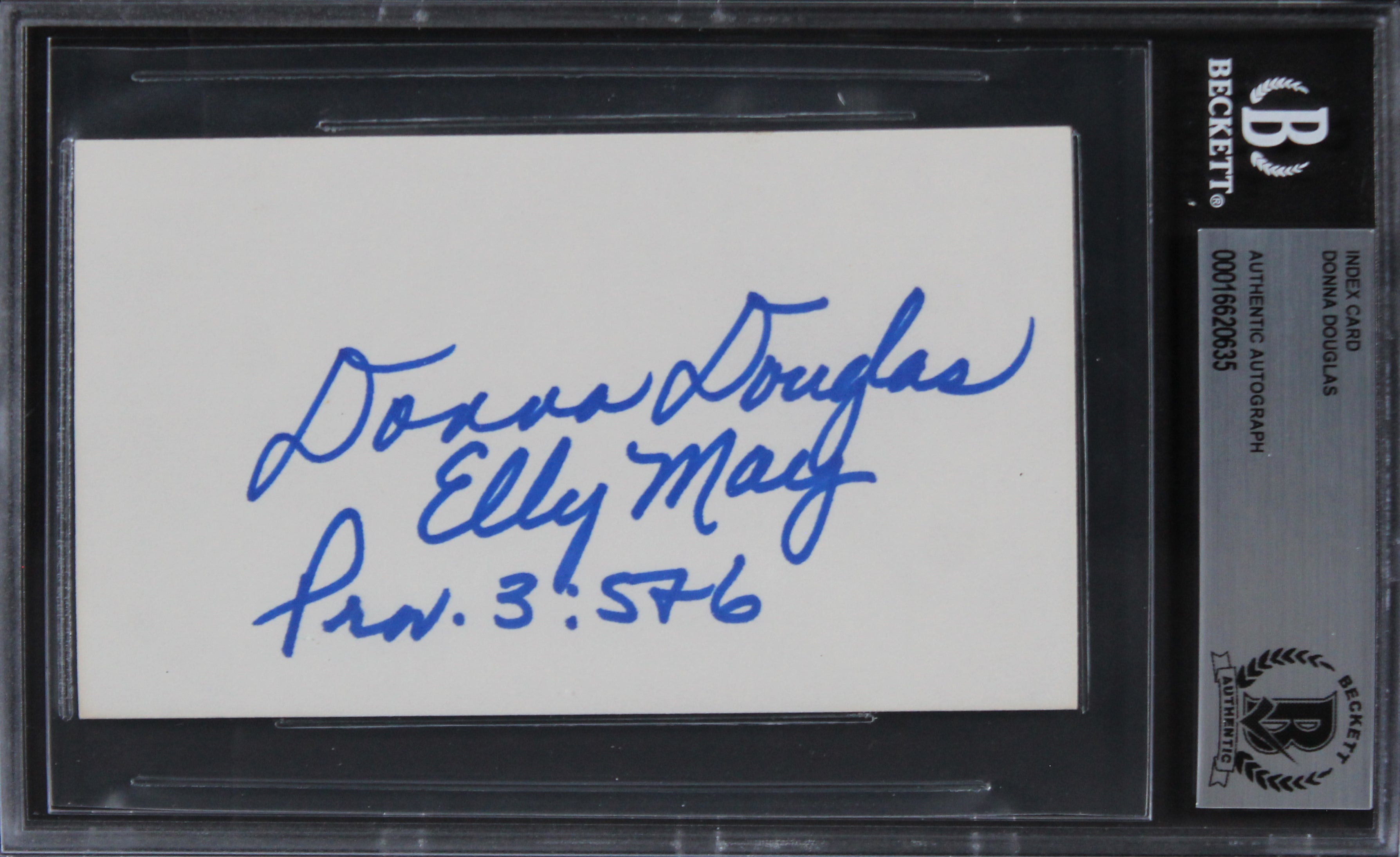 Donna Douglas The Beverly Hillbillies "Elly May" Signed 3x5 Index Card BAS Slab
