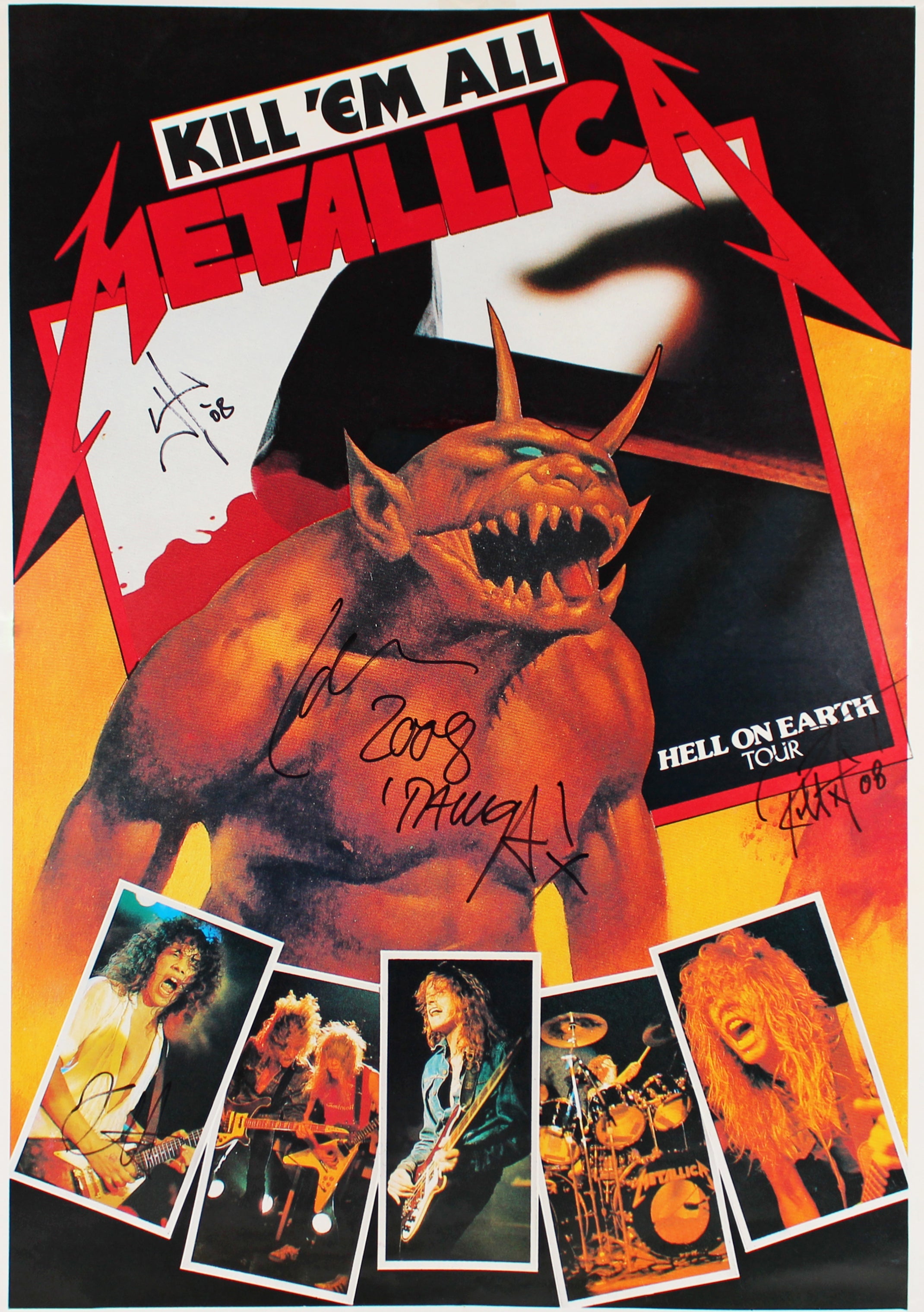 Metallica (4) Hetfield, Hammett, Trujillo & Ulrich Signed 24x33.75 Poster BAS