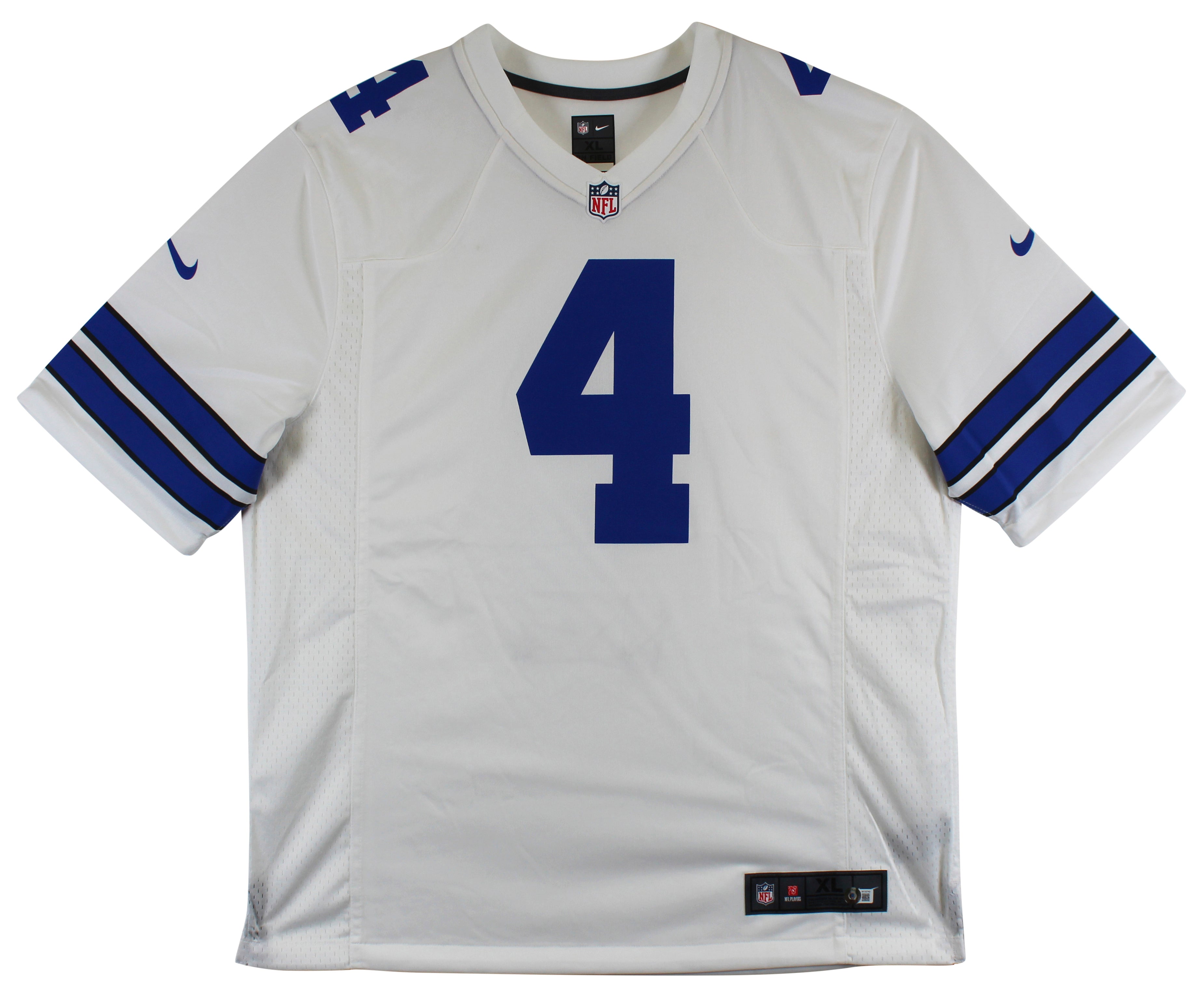 Cowboys Dak Prescott Authentic Signed White Nike Game Jersey BAS Witnessed