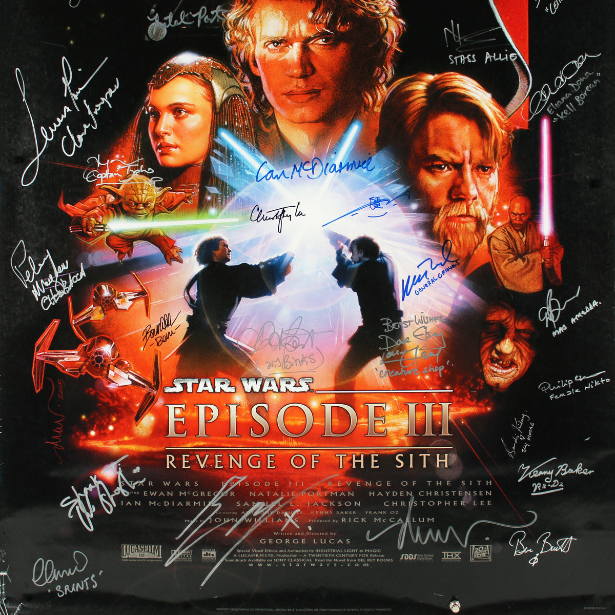 Star Wars Episode III (37) Lee, Portman, Mayhew Signed 27x40 Poster BAS #WN01166