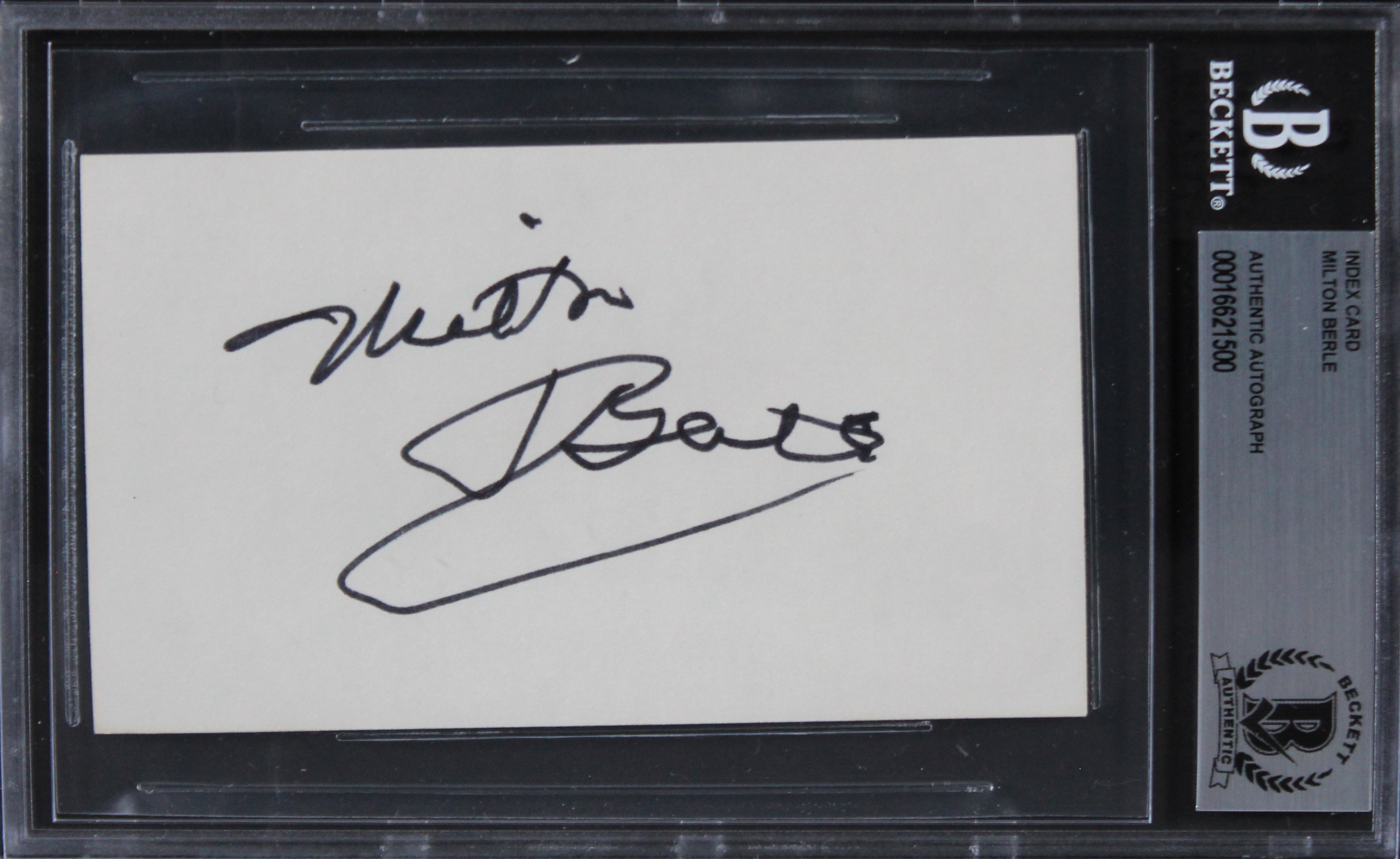 Milton Berle The Milton Berle Show Authentic Signed 3x5 Index Card BAS Slabbed 3
