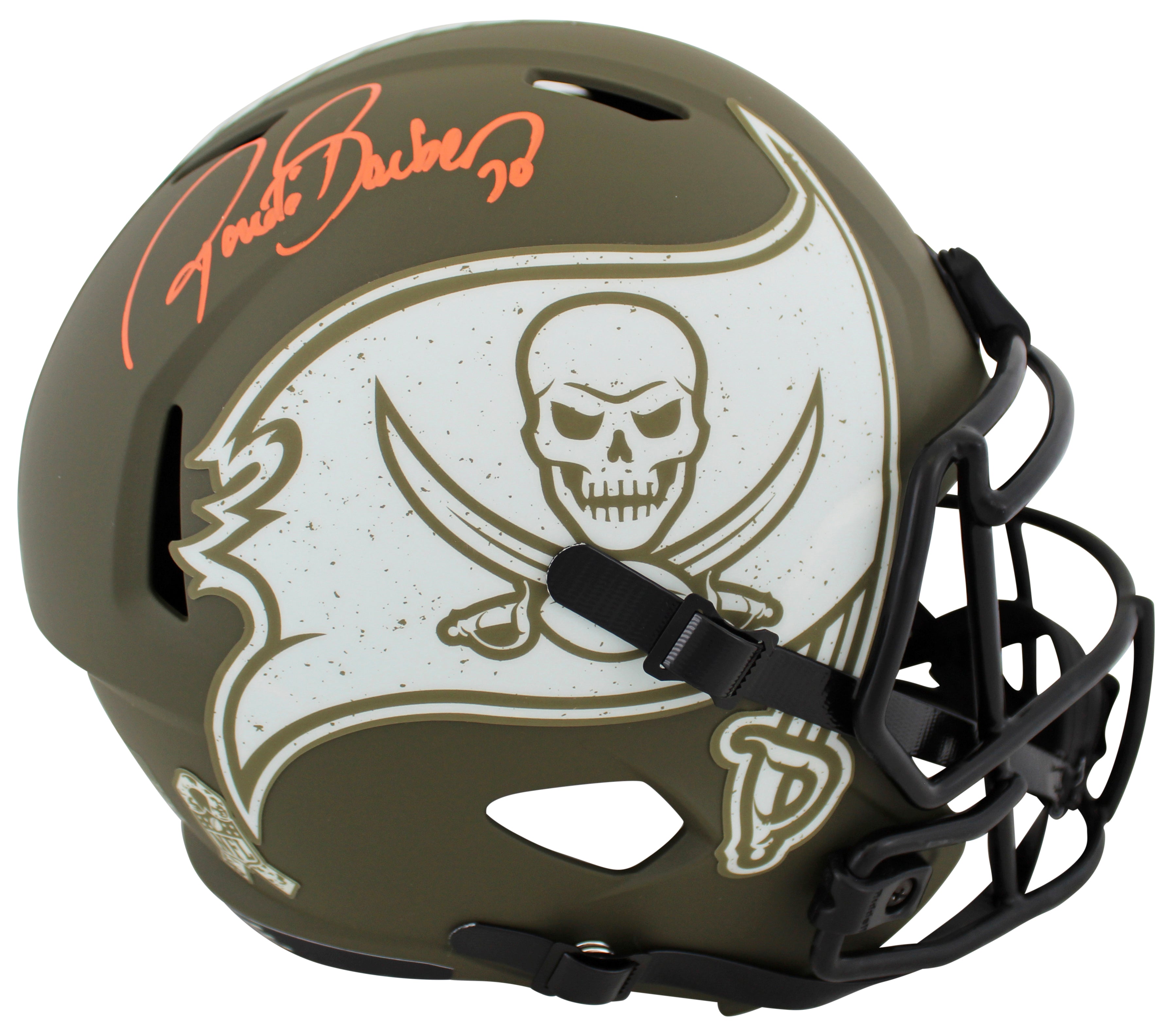Buccaneers Ronde Barber Signed Salute To Service F/S Speed Rep Helmet BAS Wit