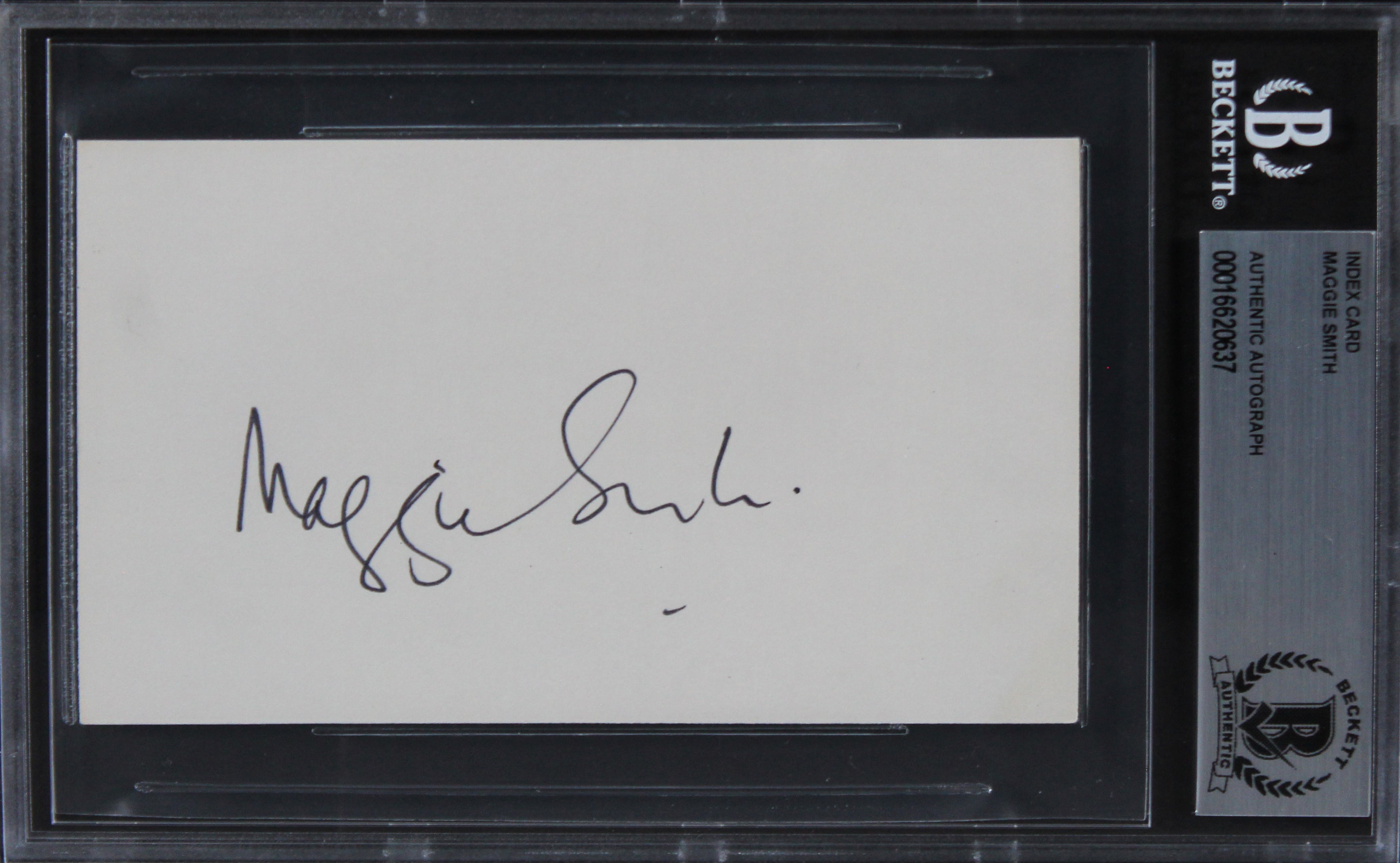 Maggie Smith Gosford Park Authentic Signed 3x5 Index Card BAS Slabbed