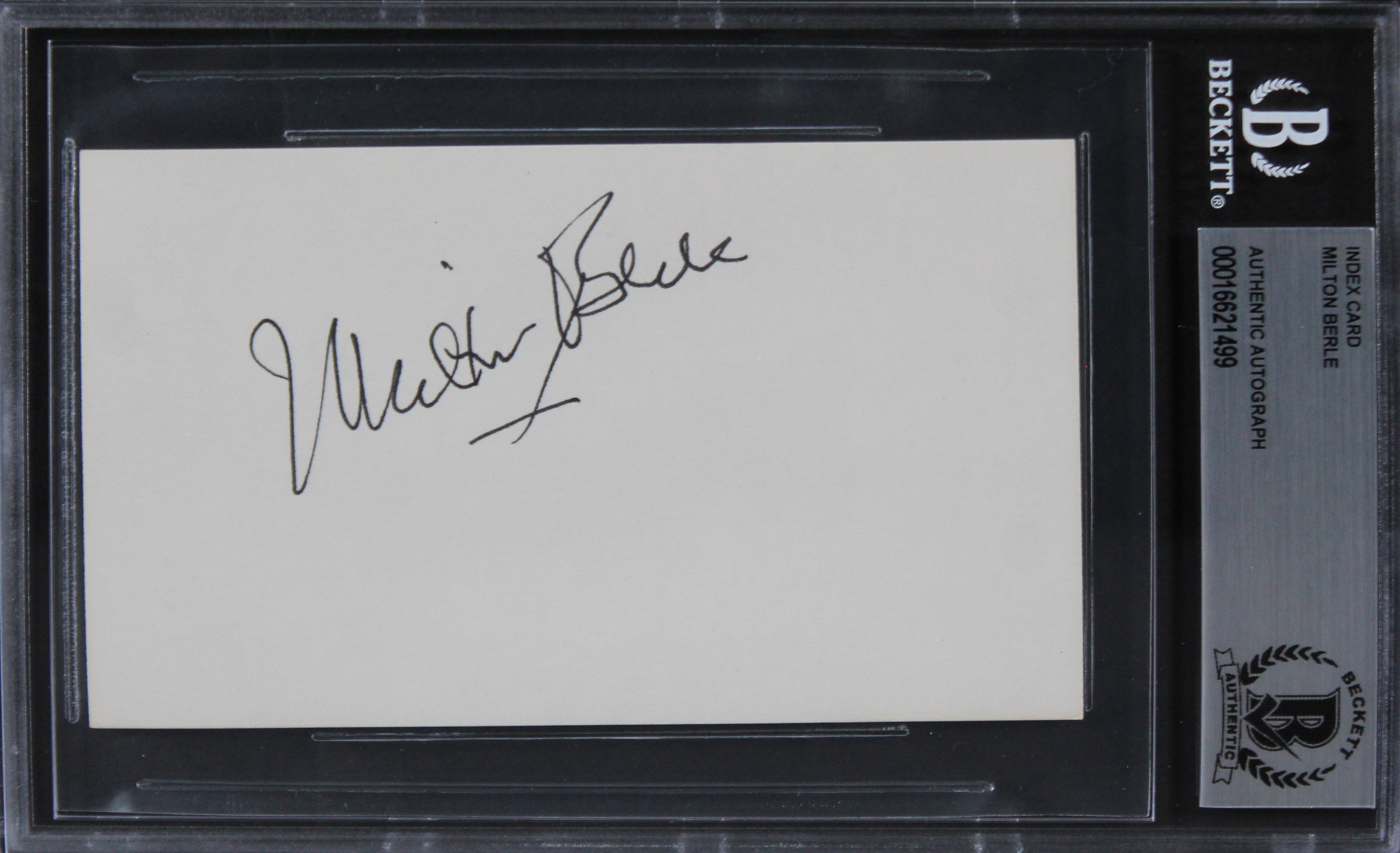 Milton Berle The Milton Berle Show Authentic Signed 3x5 Index Card BAS Slabbed 4