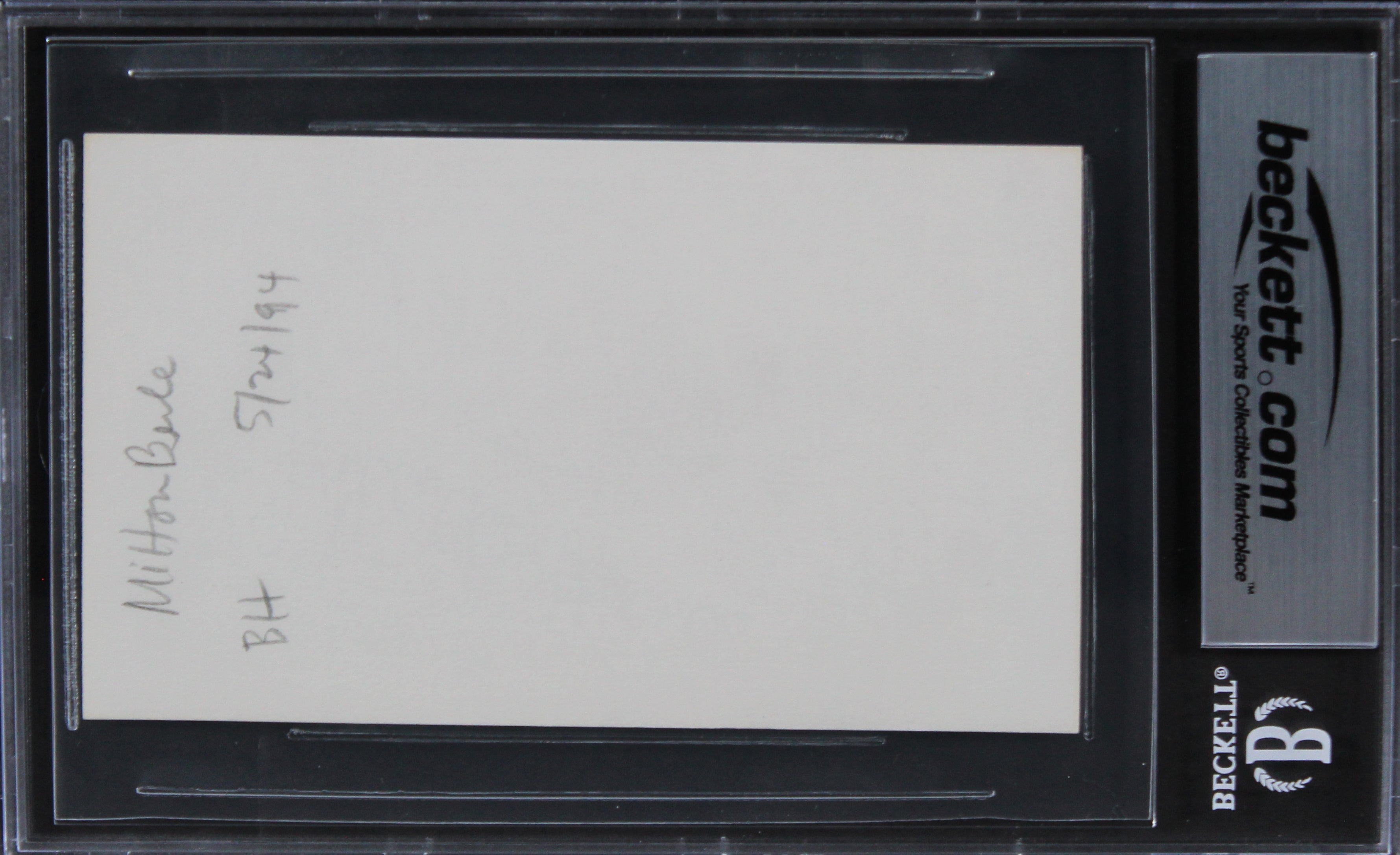 Milton Berle The Milton Berle Show Authentic Signed 3x5 Index Card BAS Slabbed 4