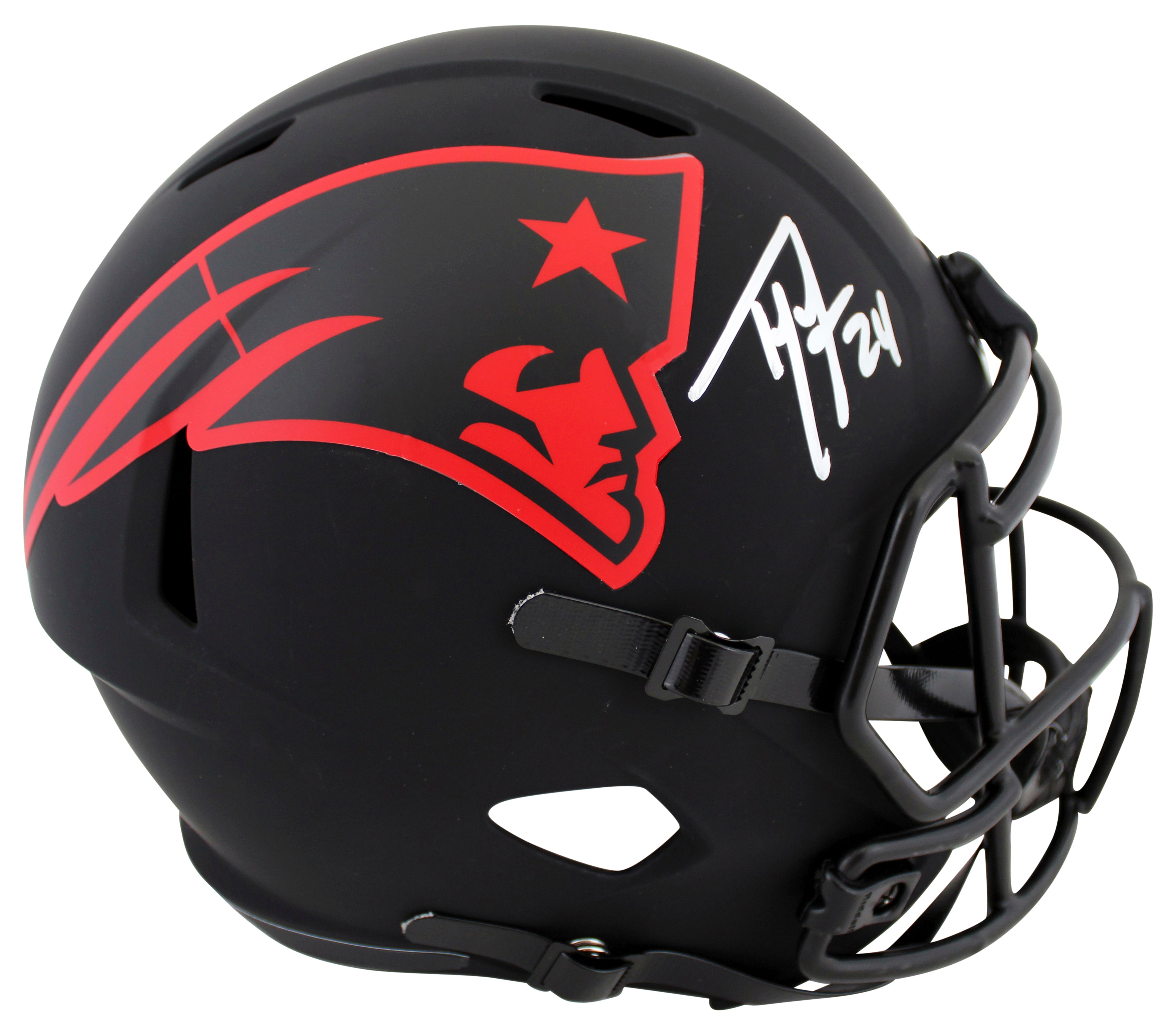 Patriots Ty Law Authentic Signed Eclipse Full Size Speed Rep Helmet BAS Witness