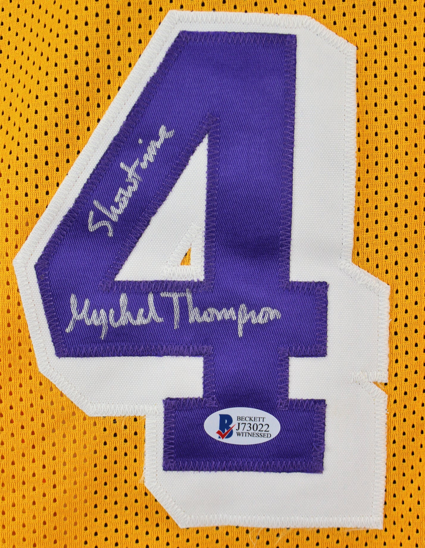 Lakers Mychal Thompson "Showtime" Authentic Signed Yellow Jersey BAS Witnessed