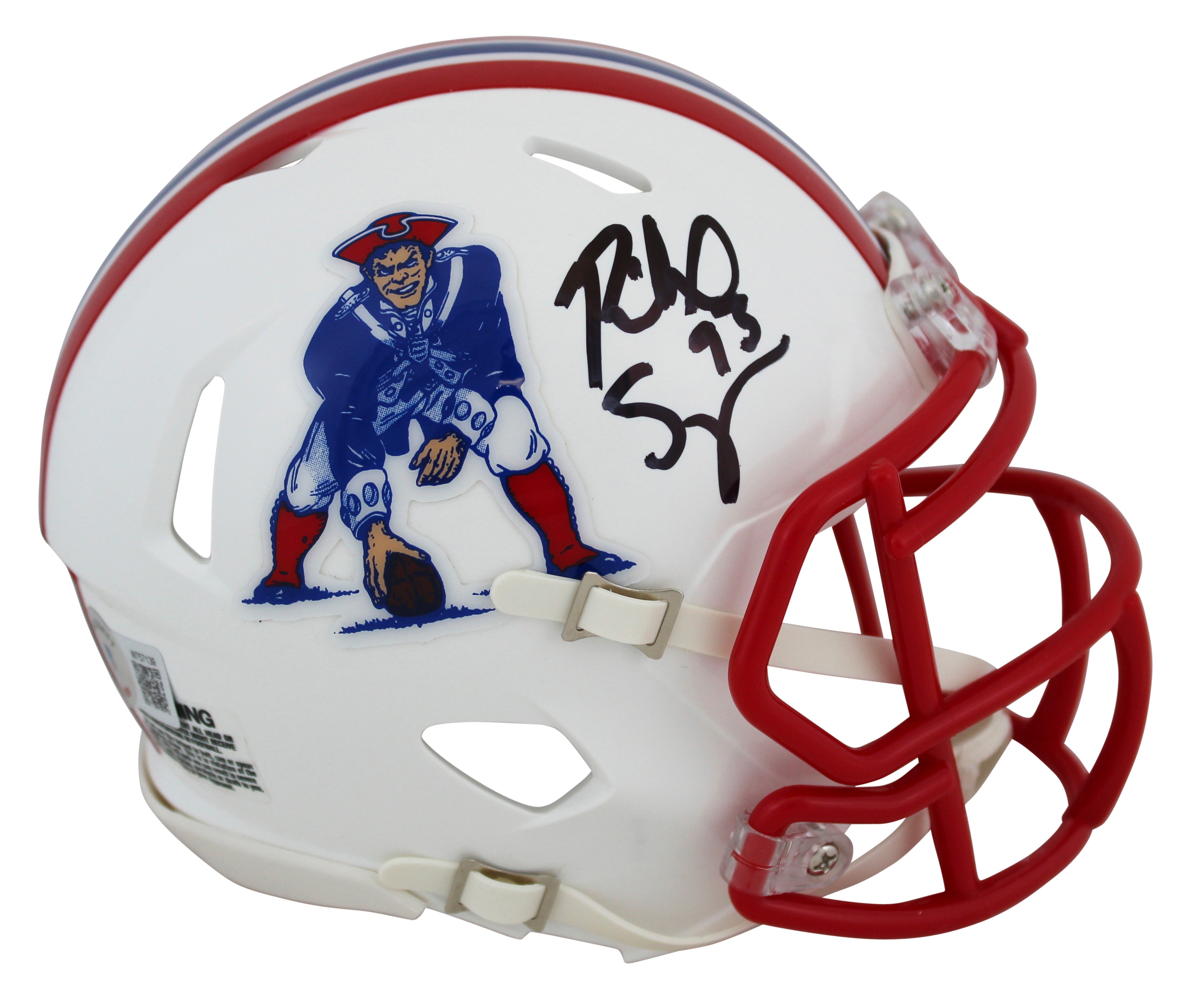 Patriots Richard Seymour Authentic Signed 90-92 TB Speed Mini Helmet BAS Witness