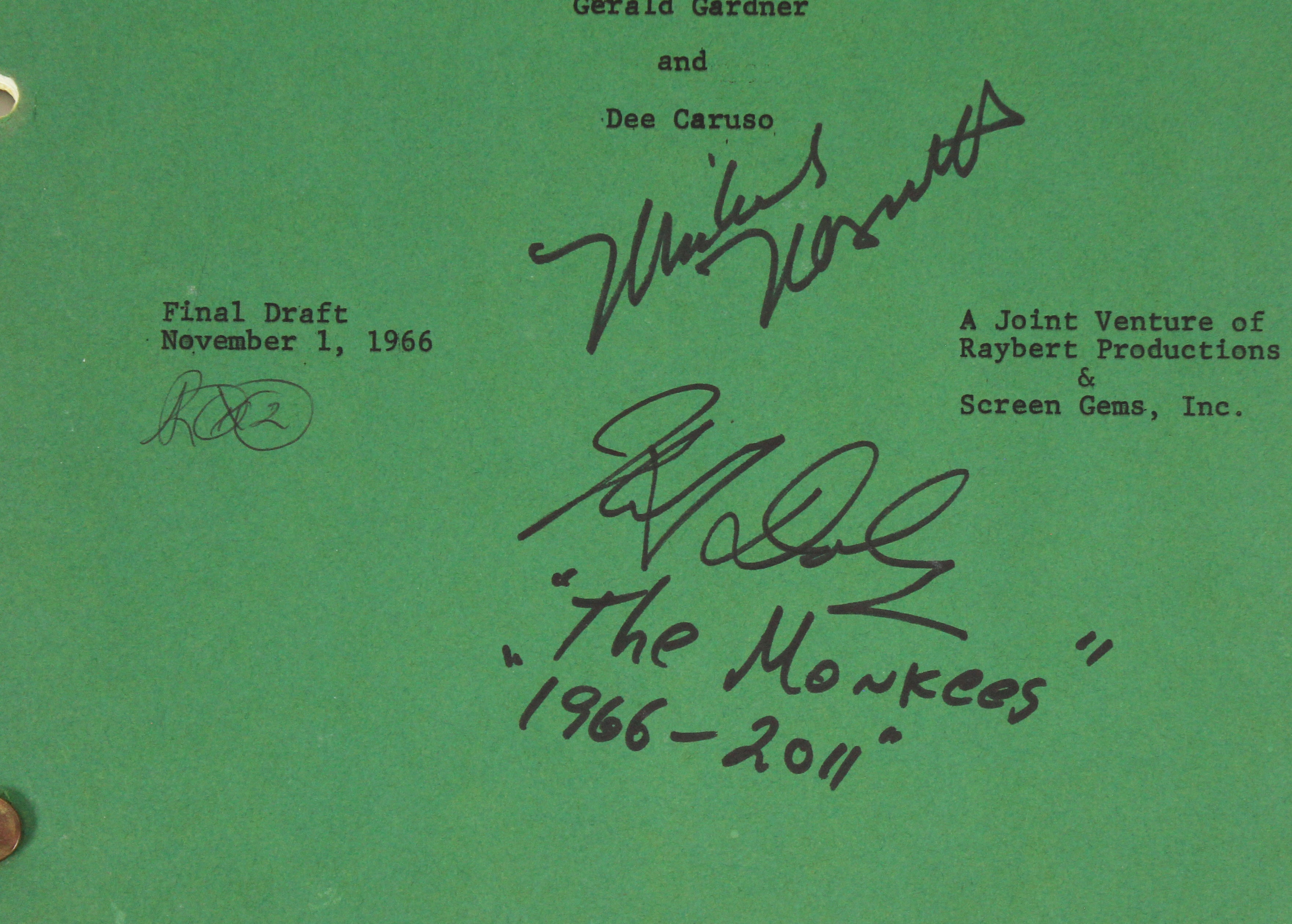 The Monkees (4) Tork, Jones, Nesmith & Dolenz Signed Tv Script BAS #AD38610