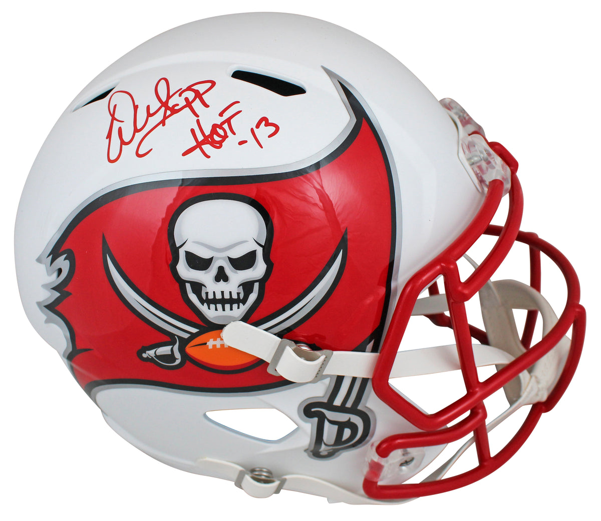 Buccaneers Warren Sapp "HOF 13" Signed Flat White Full Size Speed Rep Helmet BAS