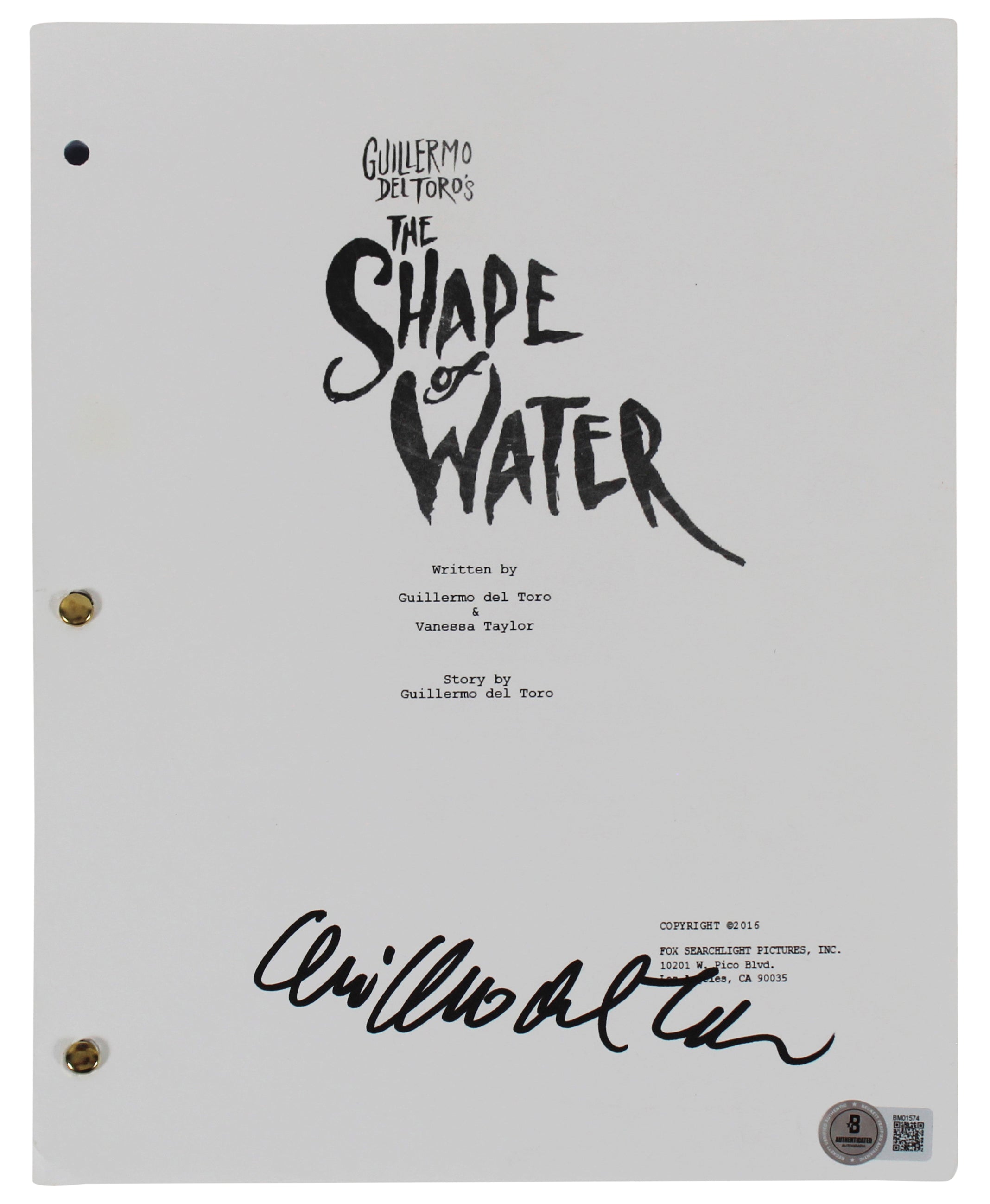 Guillermo del Toro The Shape of Water Authentic Signed Movie Script BAS #BM01574