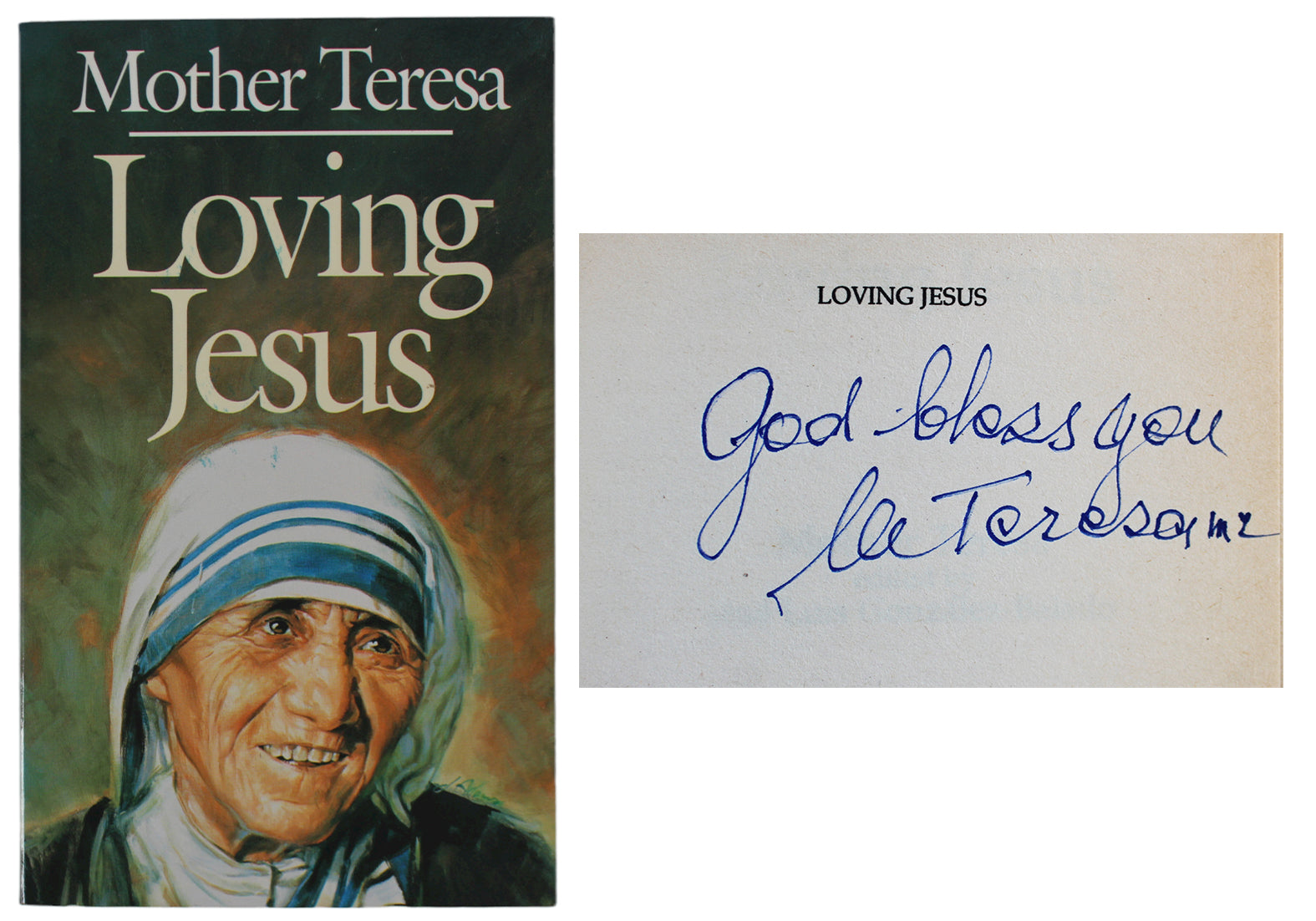 Mother Teresa God Bless You Authentic Signed Loving Jesus Paperback Book BAS