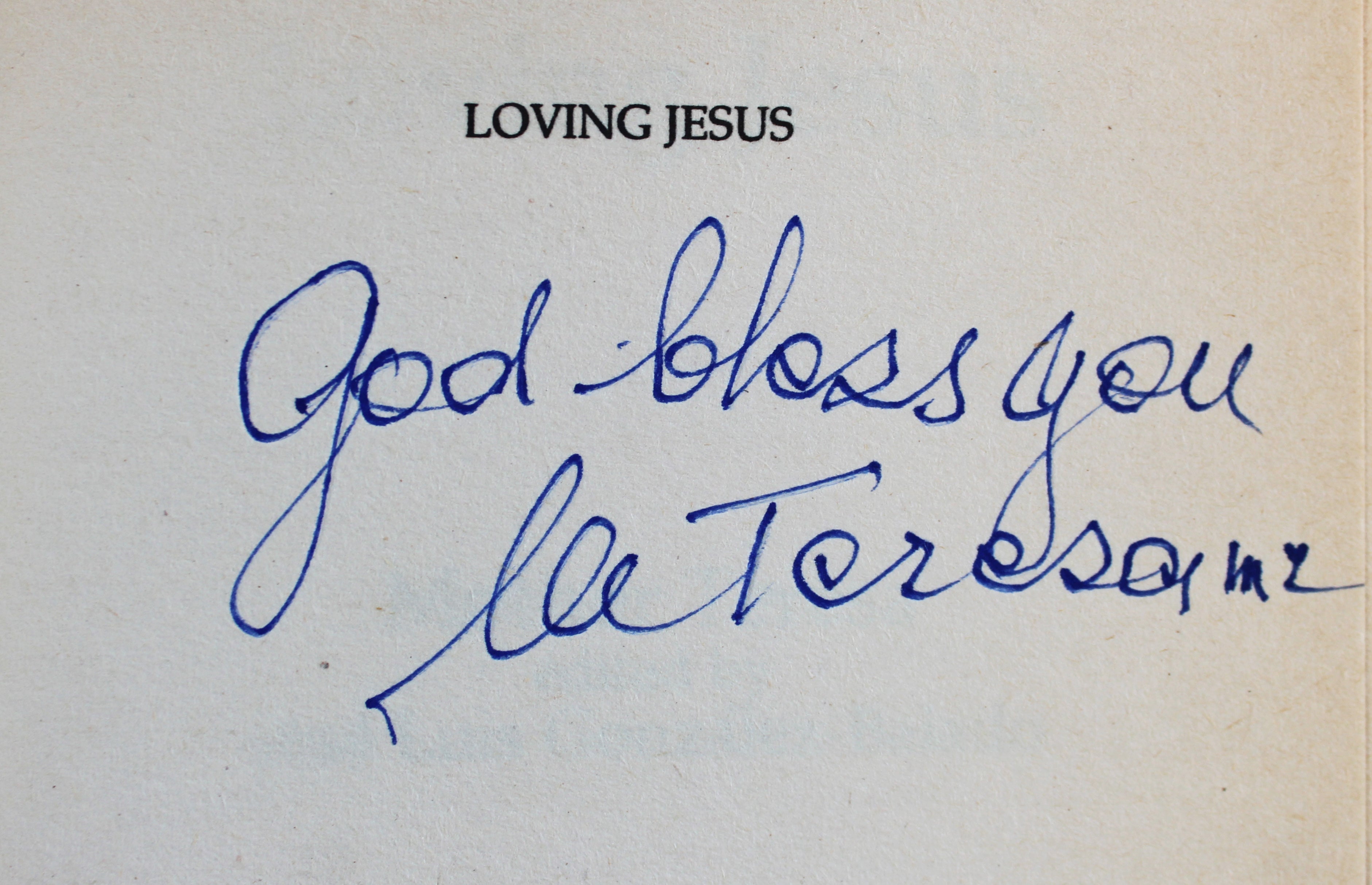 Mother Teresa God Bless You Authentic Signed Loving Jesus Paperback Book BAS