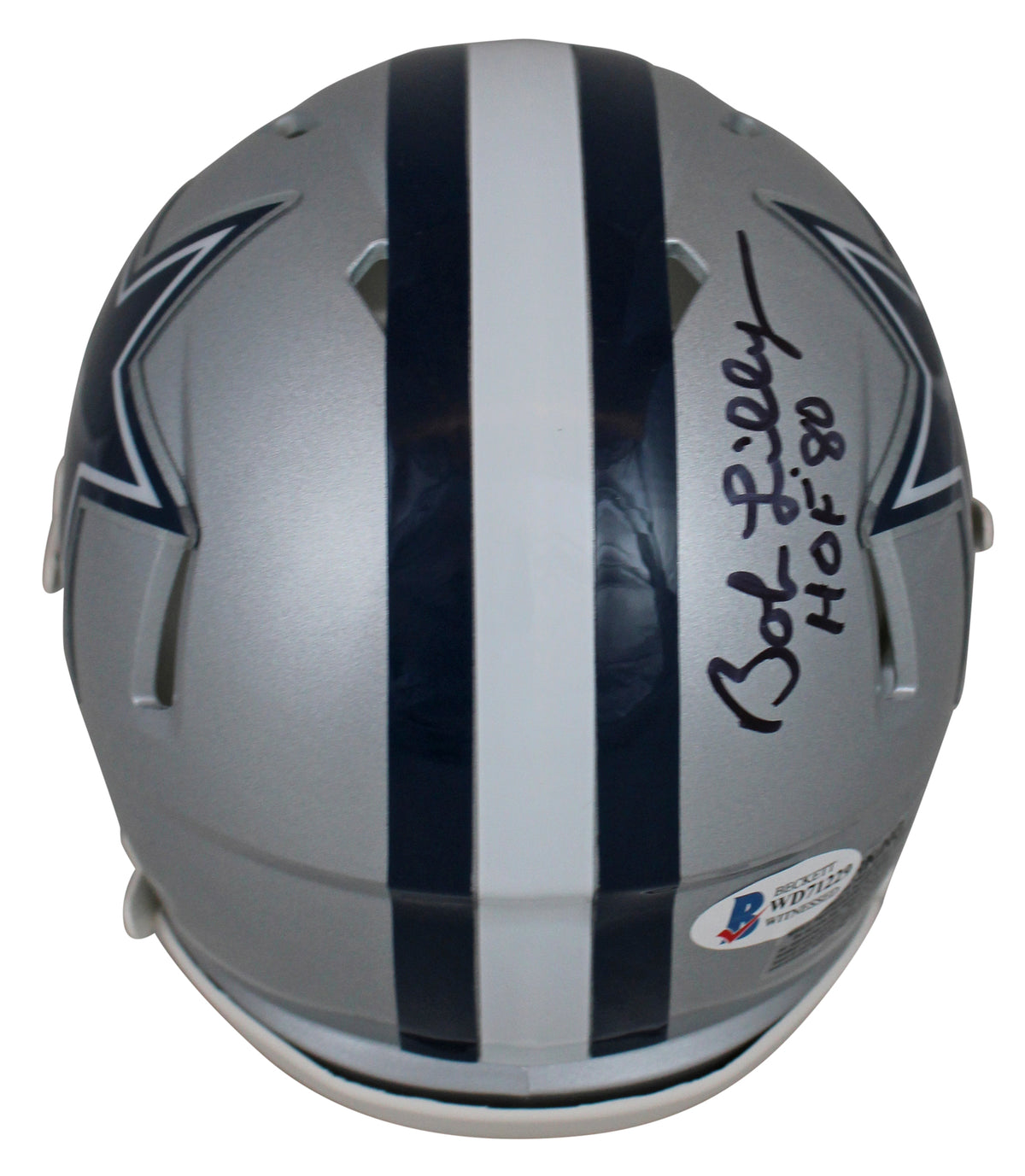 Cowboys Bob Lilly "HOF 80" Authentic Signed Speed Mini Helmet BAS Witnessed