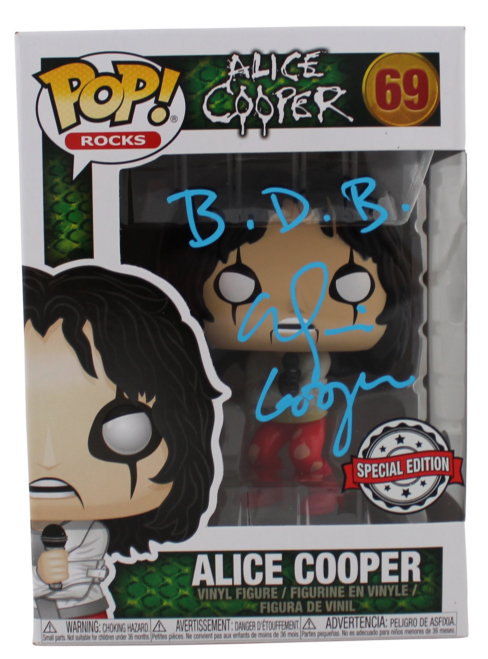 Alice Cooper "B.D.B." Signed #69 Funko Pop Vinyl Figure BAS Witnessed #1W793261