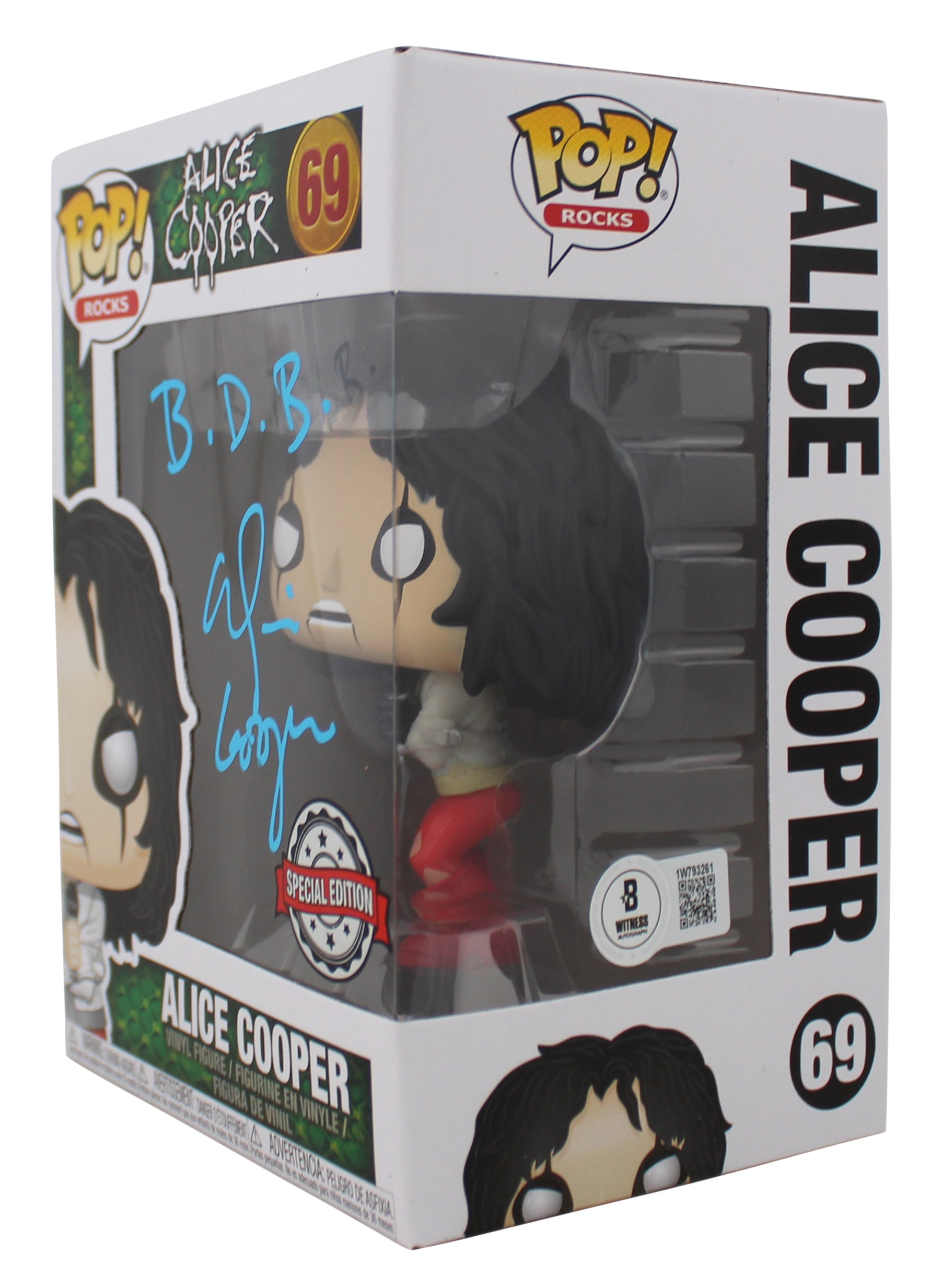 Alice Cooper "B.D.B." Signed #69 Funko Pop Vinyl Figure BAS Witnessed #1W793261
