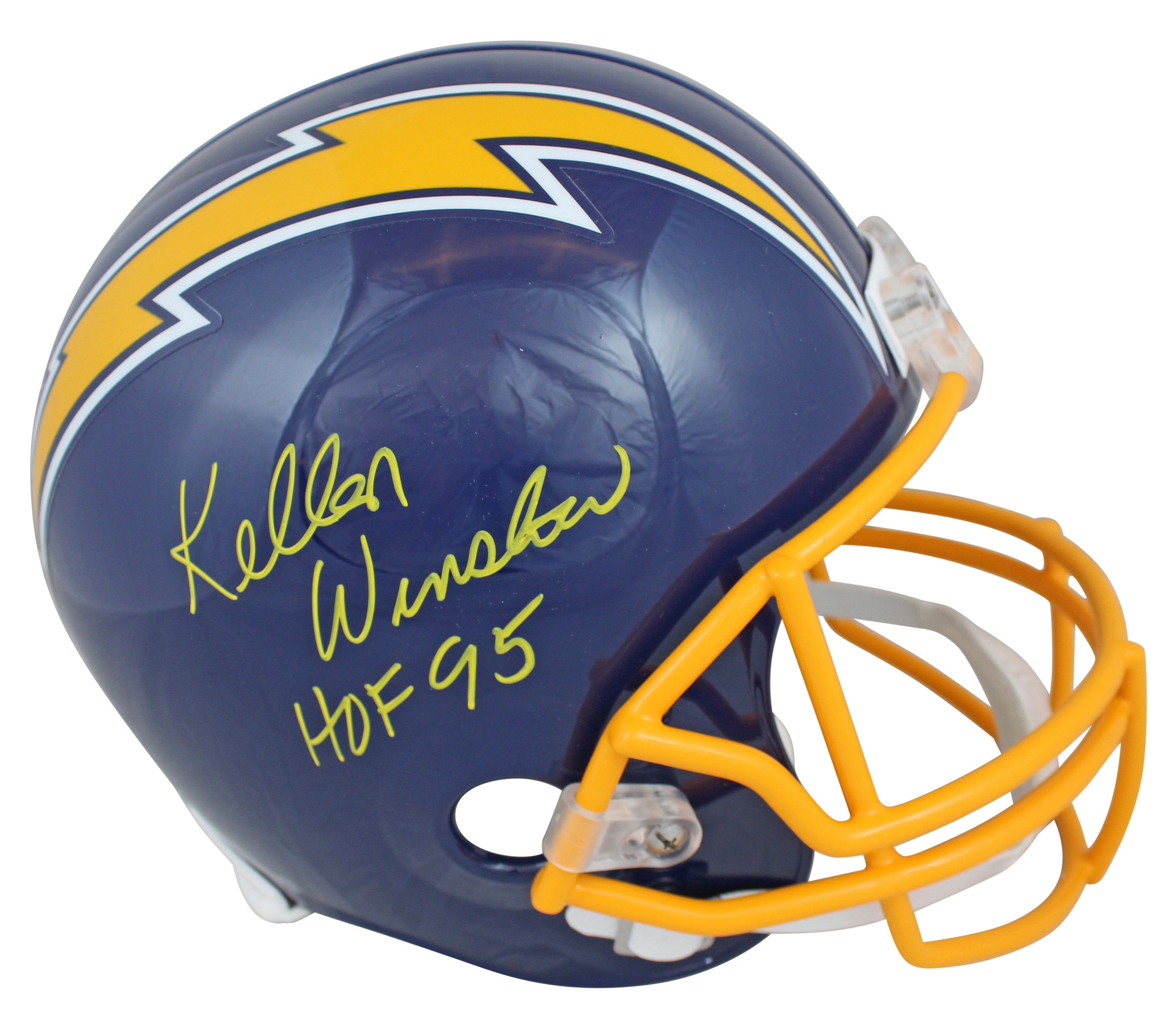 Chargers Kellen Winslow "HOF 95" Signed 74-87 Throwback Full Size Rep Helmet BAS