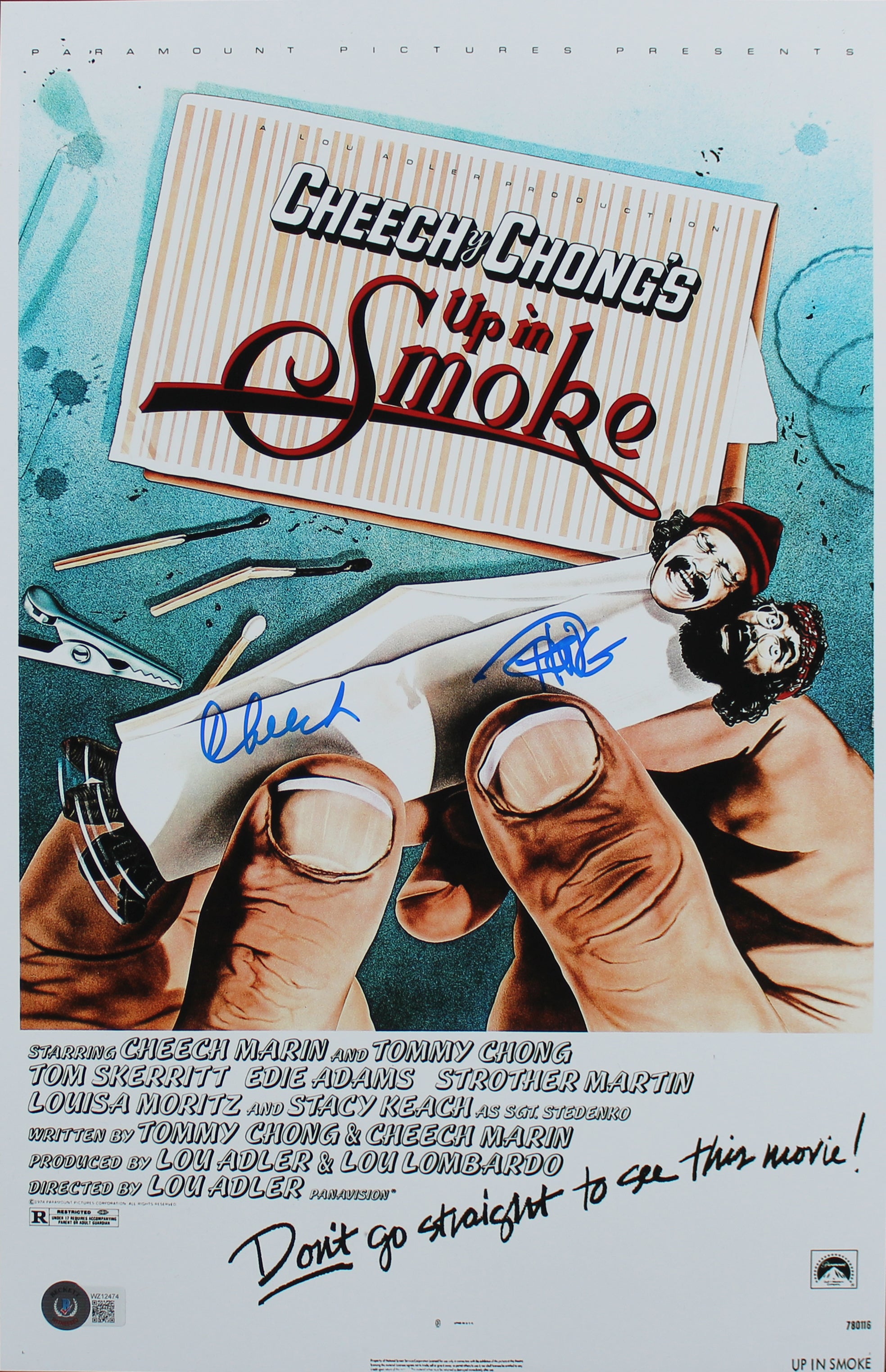 Cheech Marin & Tommy Chong Up in Smoke Authentic Signed 12x18 MMP Photo BAS Wit