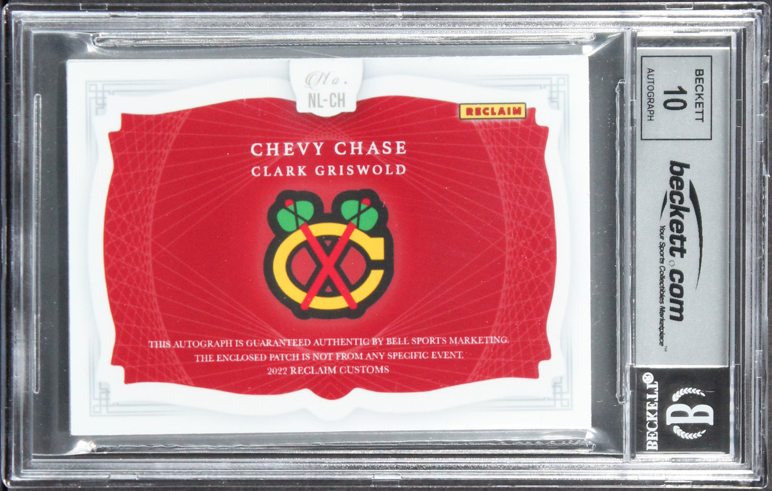 Chevy Chase Signed One of One Red Custom Patch Trading Card Auto 10! BAS Slab 1