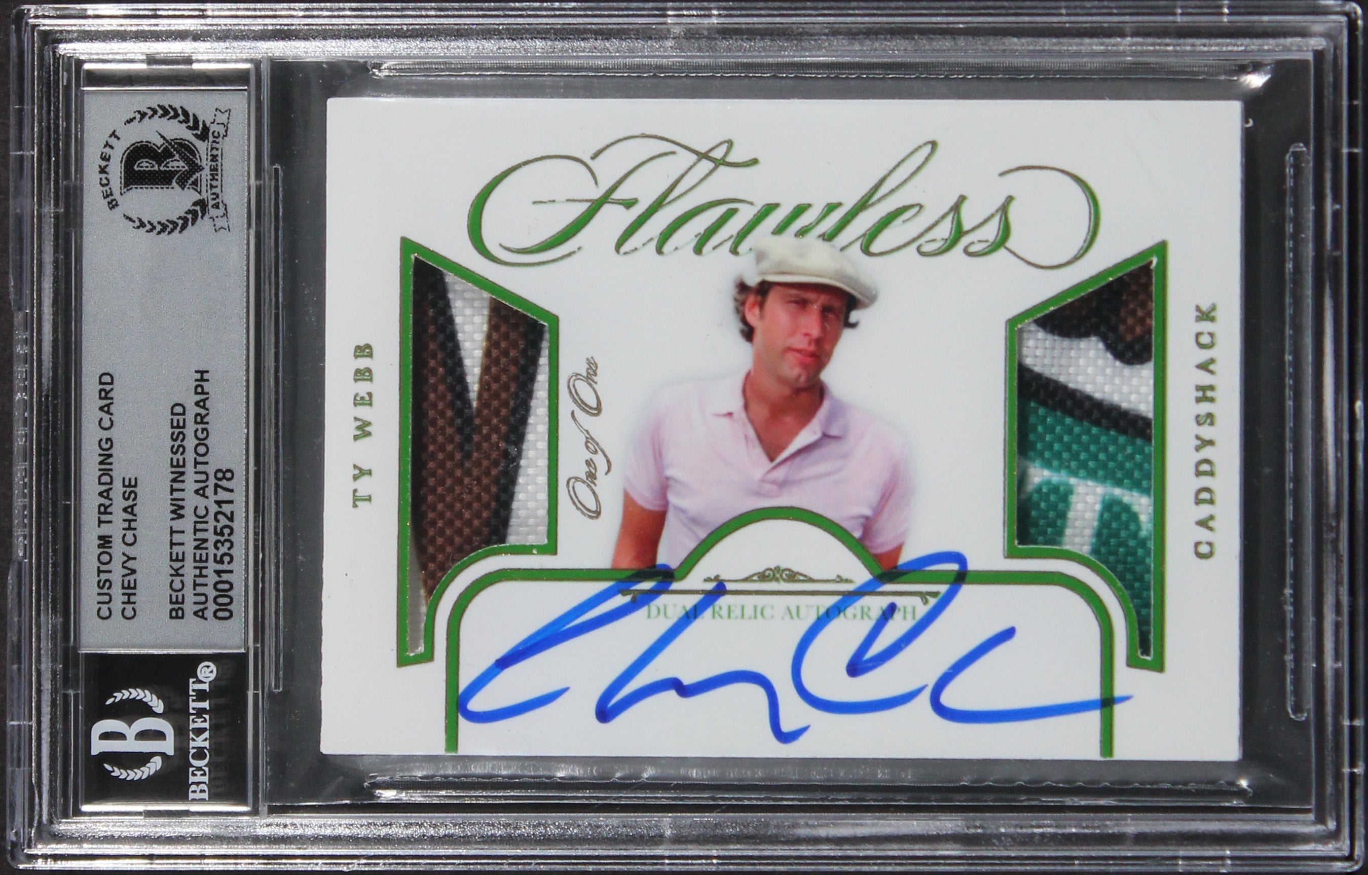 Chevy Chase Caddyshack Signed 1/1 Gold Dual Relic Custom Card Auto 10! BAS Slab