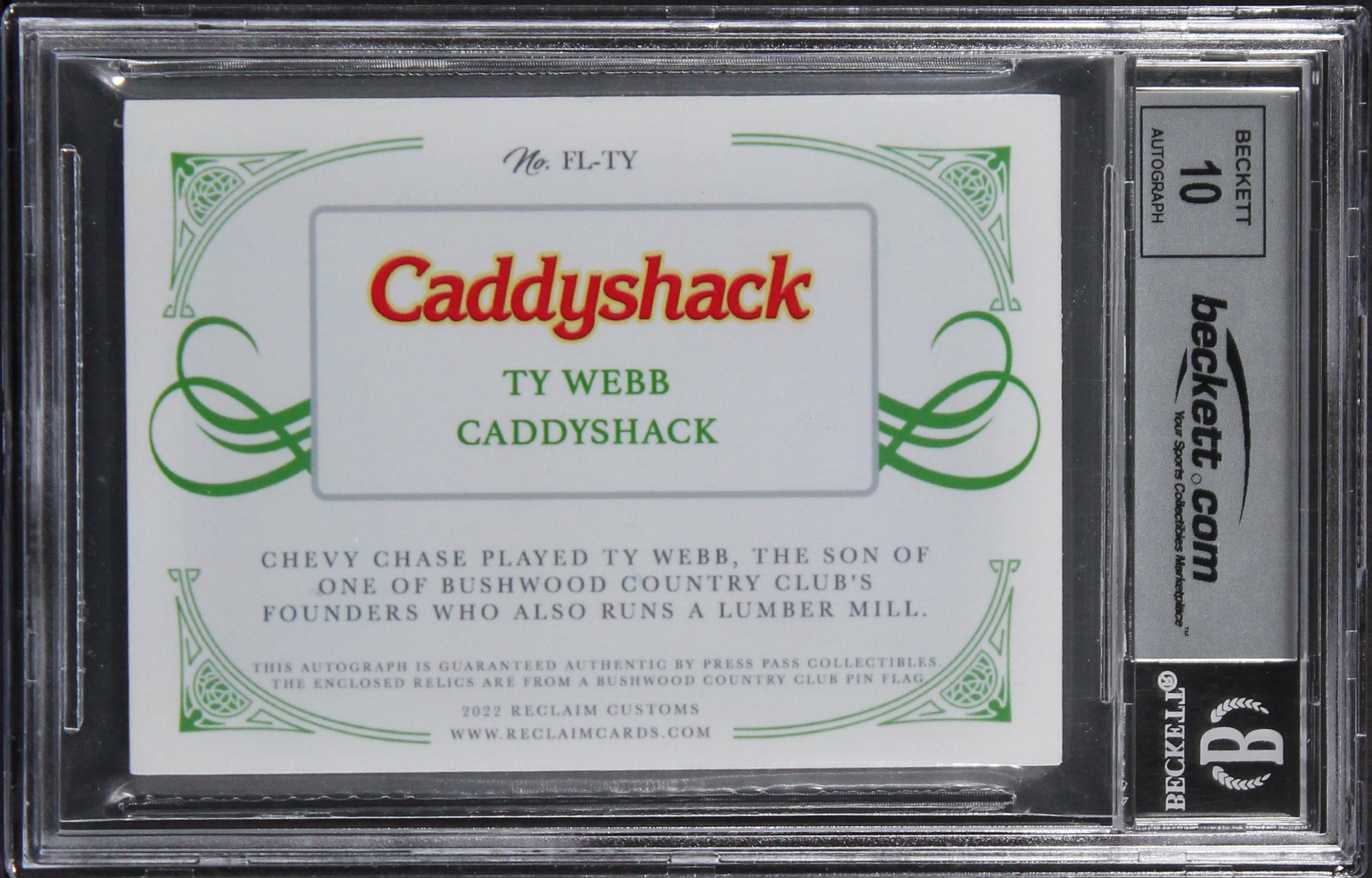 Chevy Chase Caddyshack Signed 1/1 Gold Dual Relic Custom Card Auto 10! BAS Slab