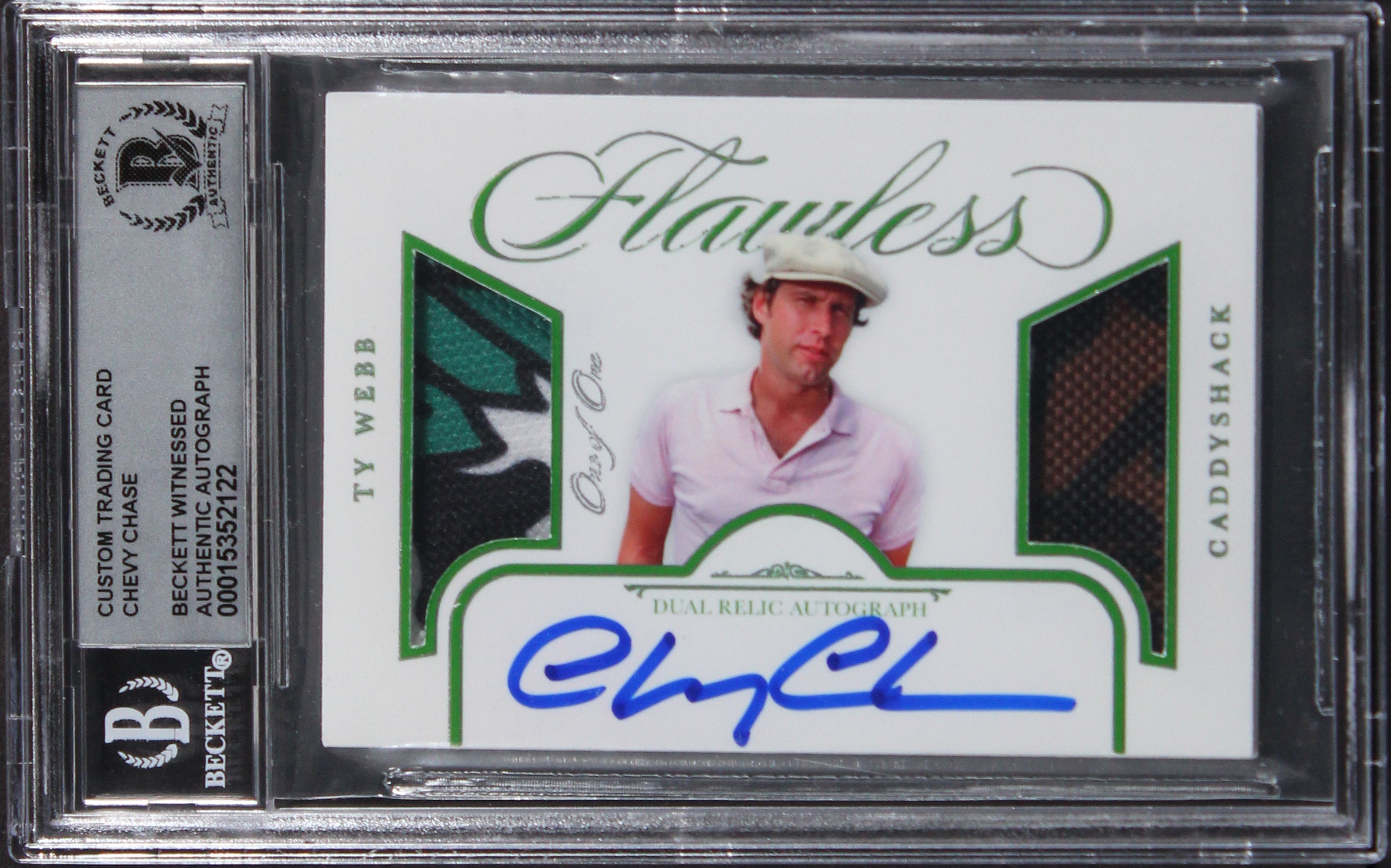 Chevy Chase Caddyshack Signed 1/1 Silver Dual Relic Card Auto 10 BAS Slabbed