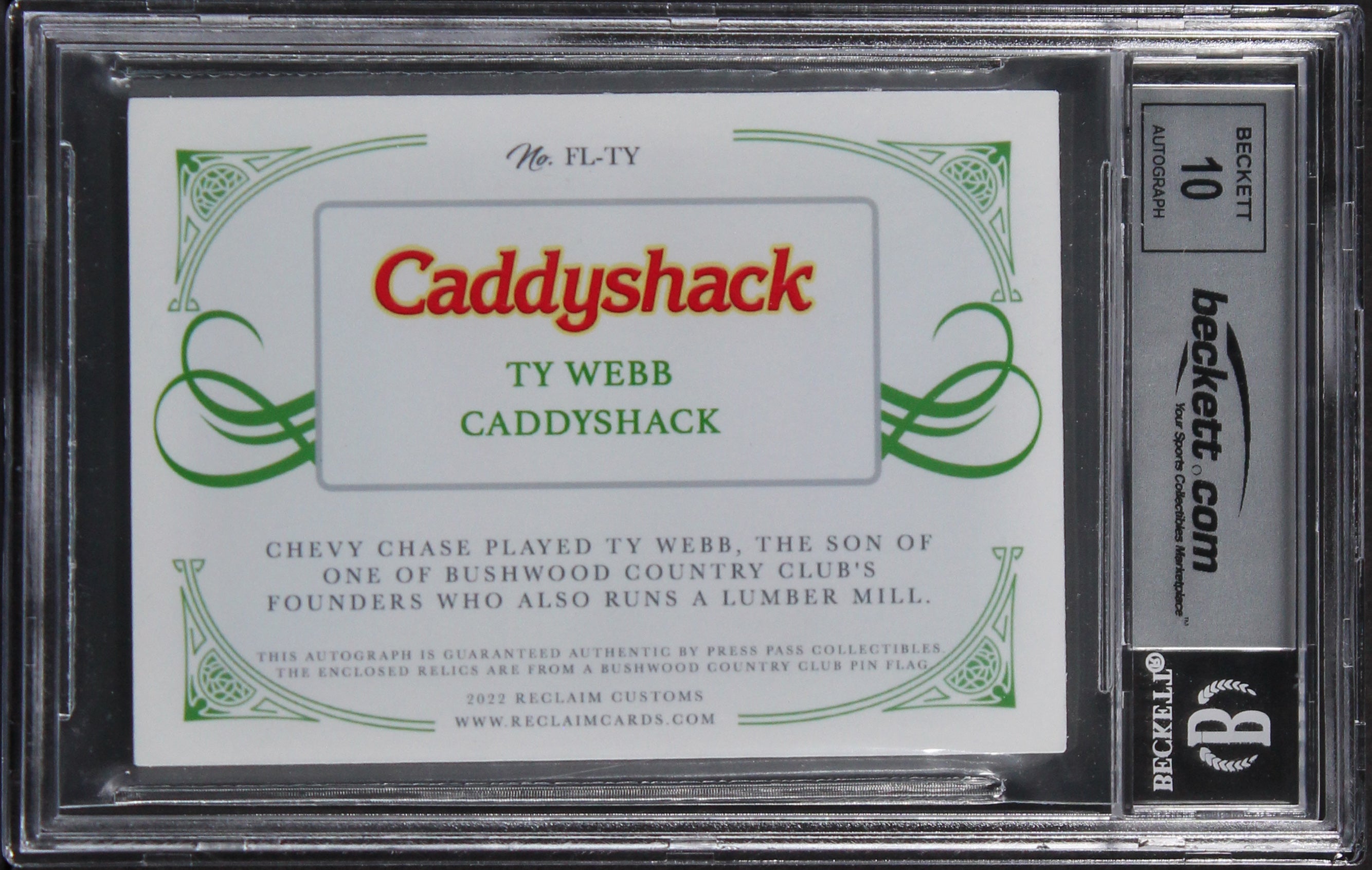 Chevy Chase Caddyshack Signed 1/1 Silver Dual Relic Card Auto 10 BAS Slabbed