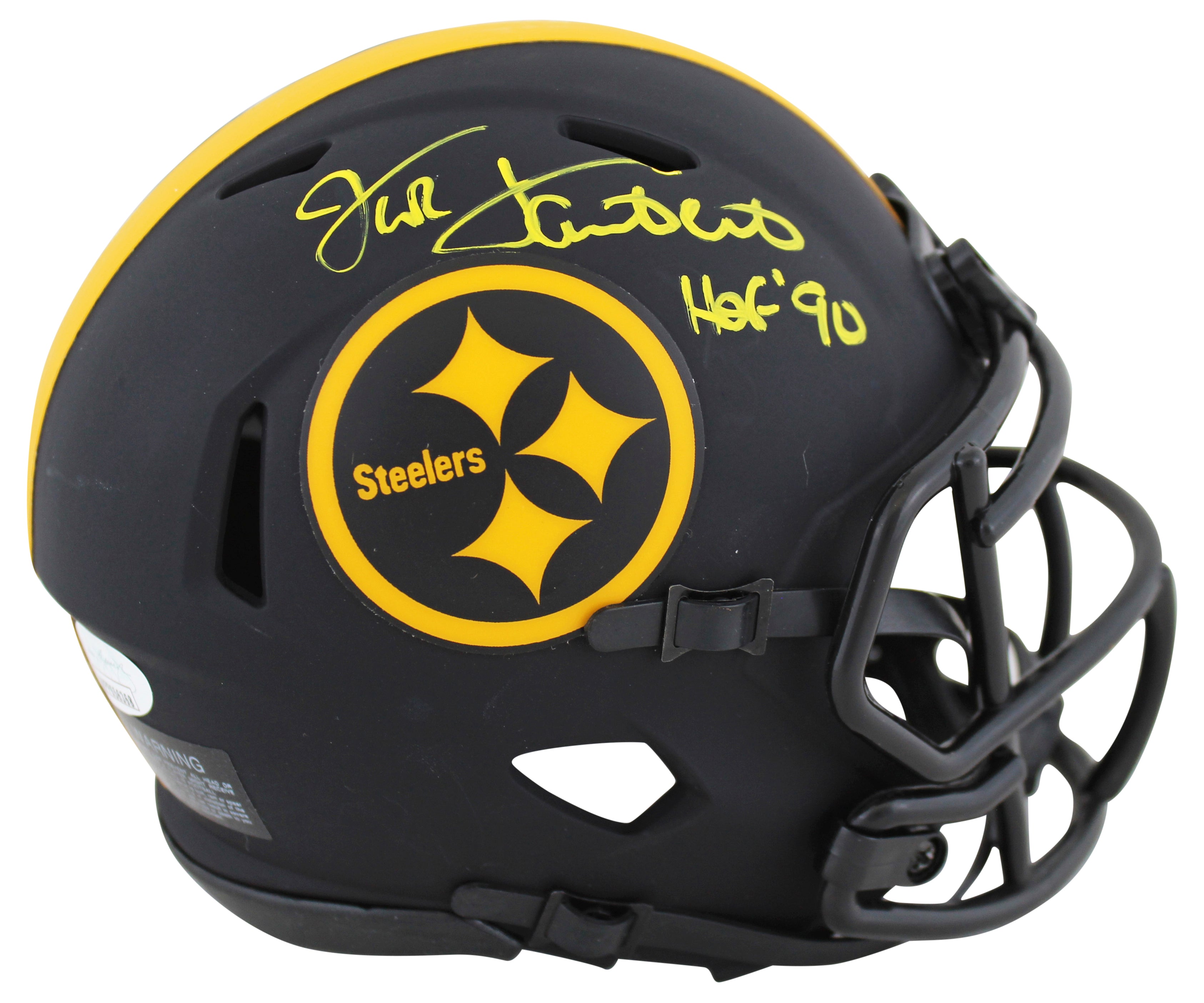 Steelers Jack Lambert "HOF 90" Signed Eclipse Speed Mini Helmet JSA Witness