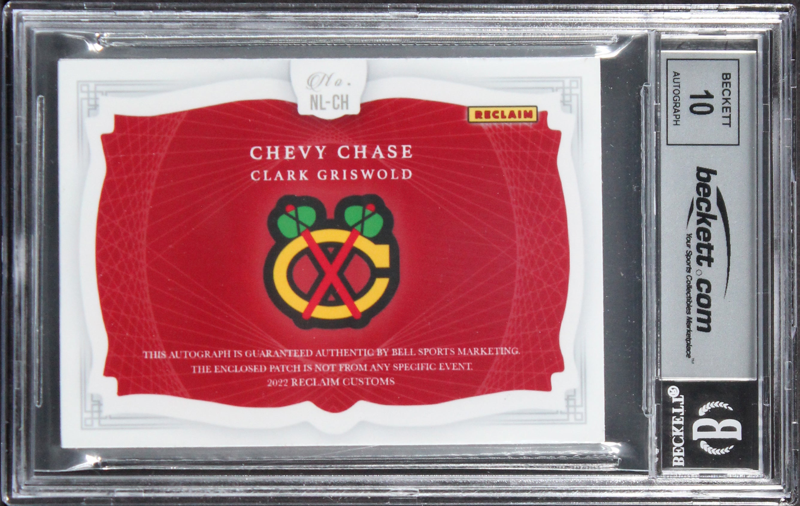 Chevy Chase Signed One of One Red Custom Patch Trading Card Auto 10! BAS Slab 2