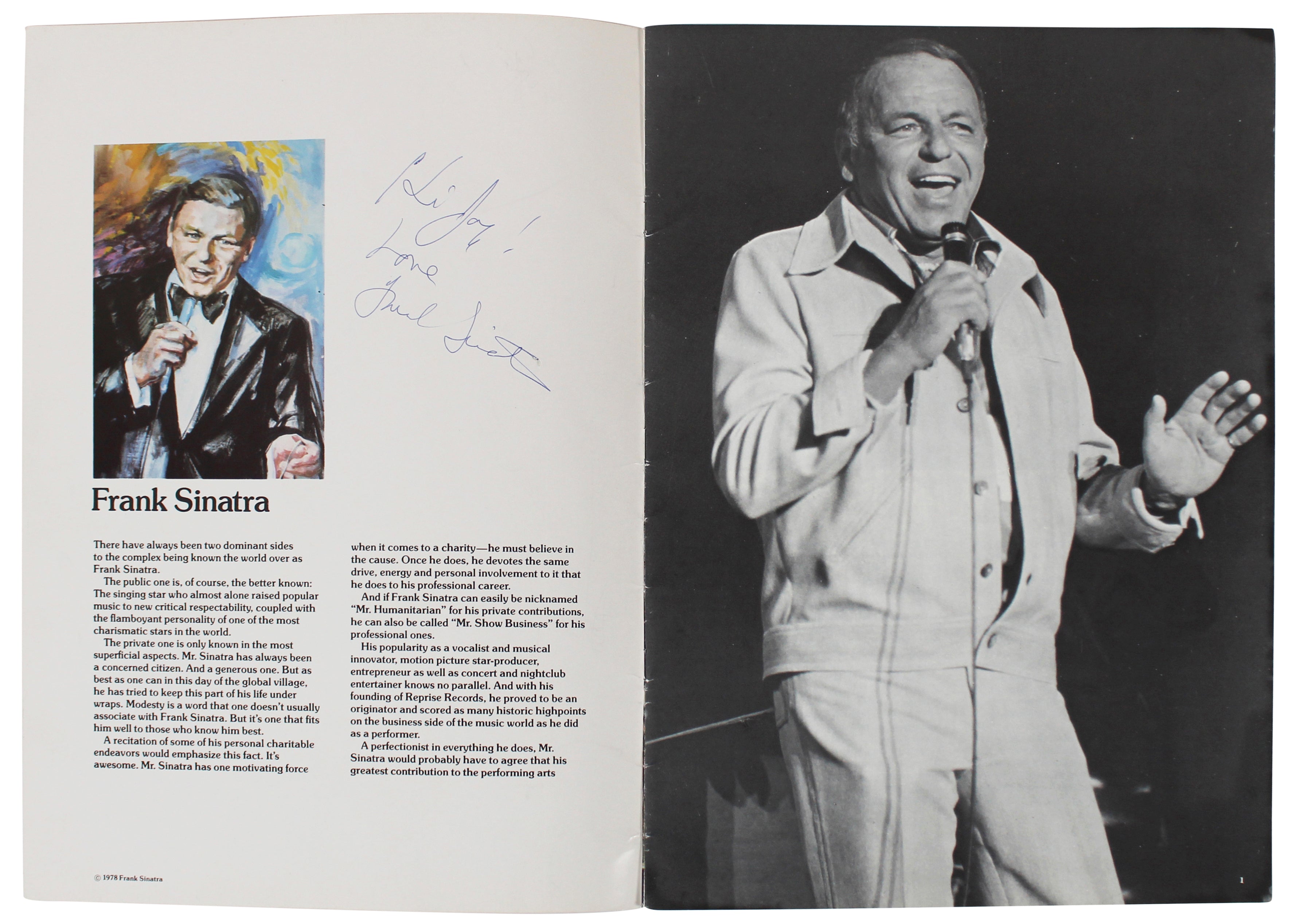 Frank Sinatra Signed 10x14 1978 Man Of The Hour Tour Program BAS #AD40630