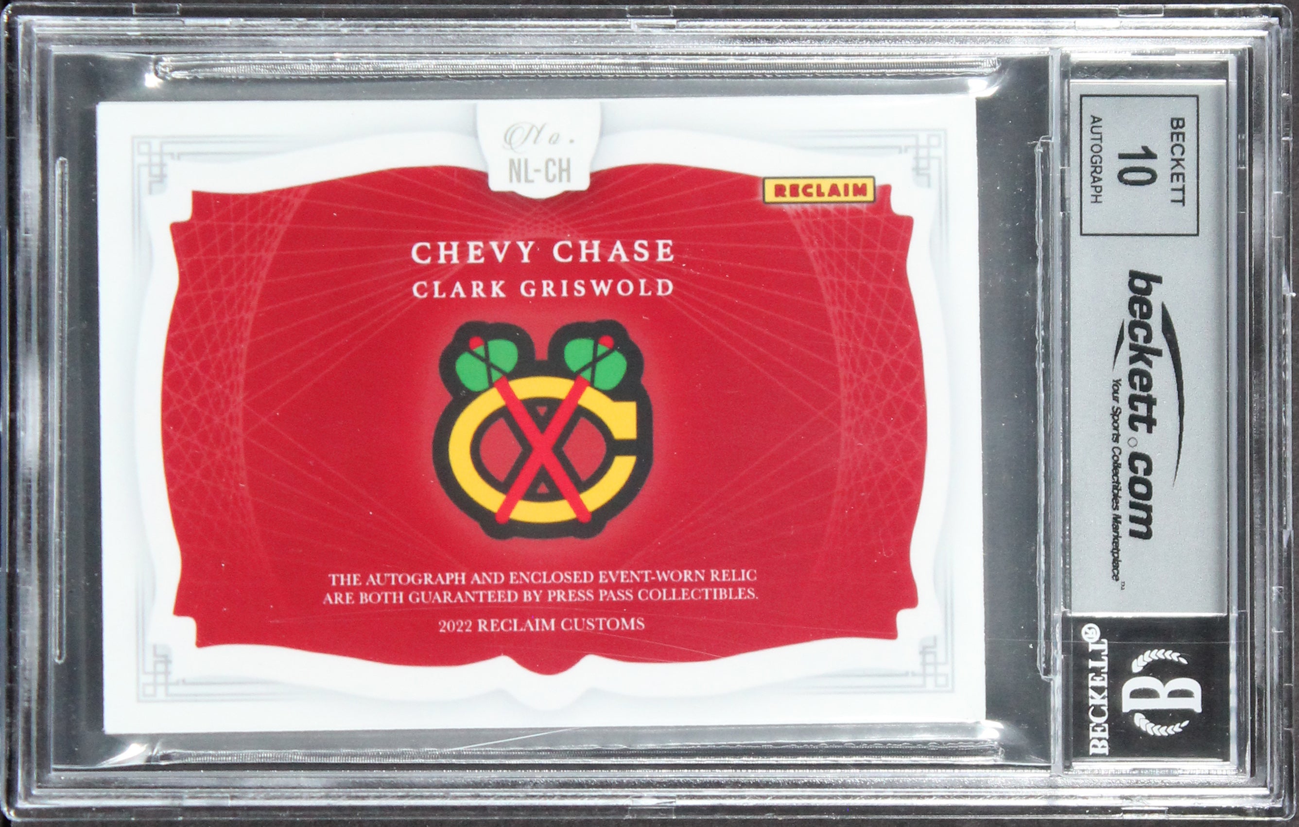 Chevy Chase Signed One of One Silver Custom Patch Trading Card Auto 10! BAS Slab